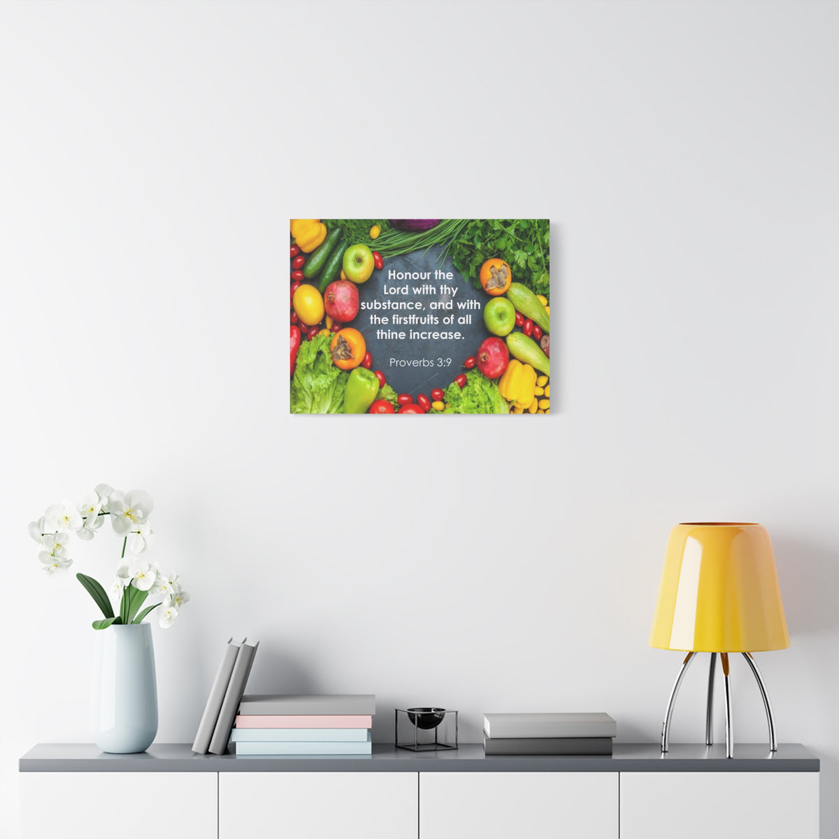 Scripture Canvas Firstfruits Proverbs 3:9 Wall Art Bible Verse Print Ready to Hang