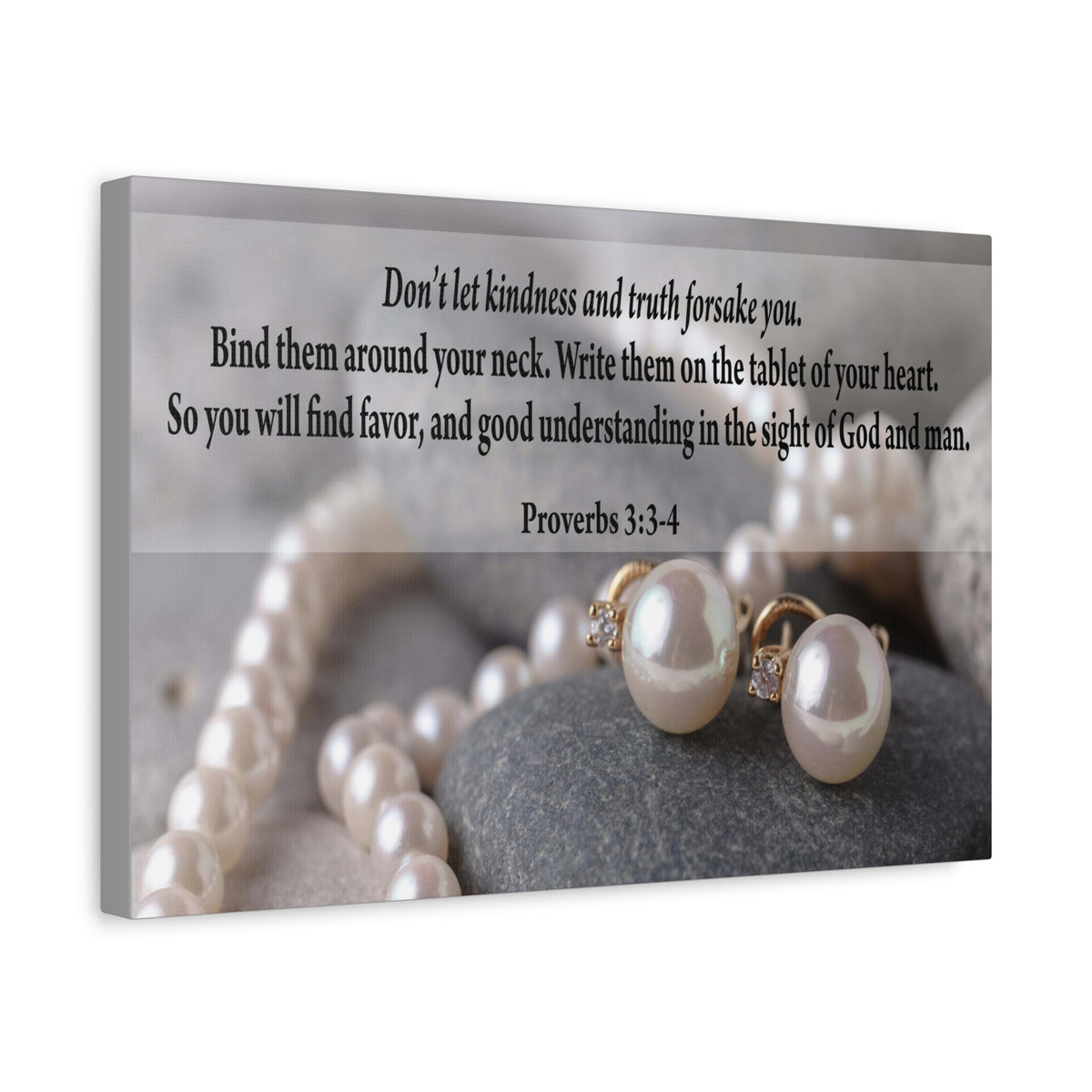 Scripture Canvas Kindness and Truth Proverbs 3:3-4 Christian Wall Art Bible Verse Print Ready to Hang