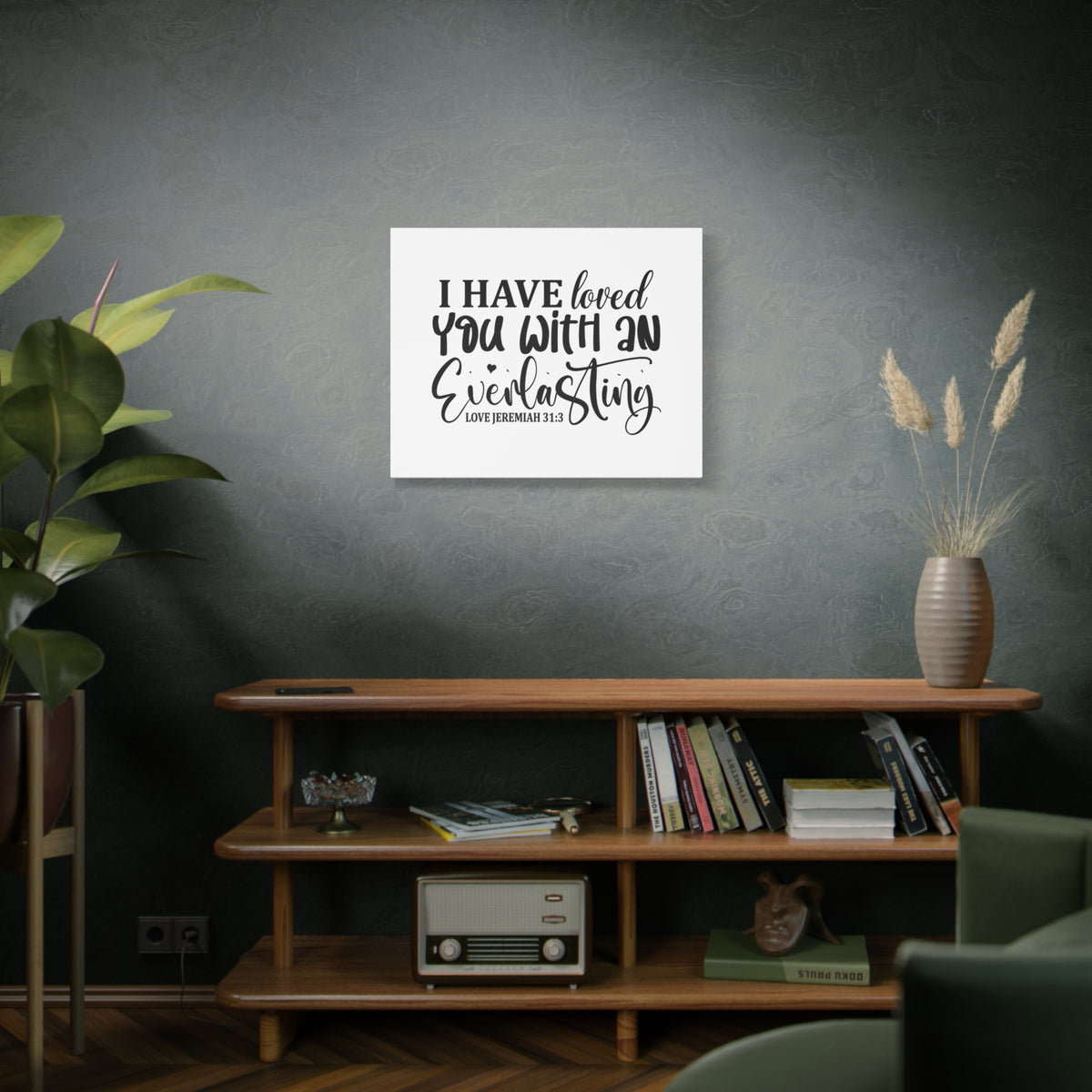 Scripture Canvas Everlasting Love Jeremiah 31:3 Christian Wall Art Bible Verse Print Ready to Hang