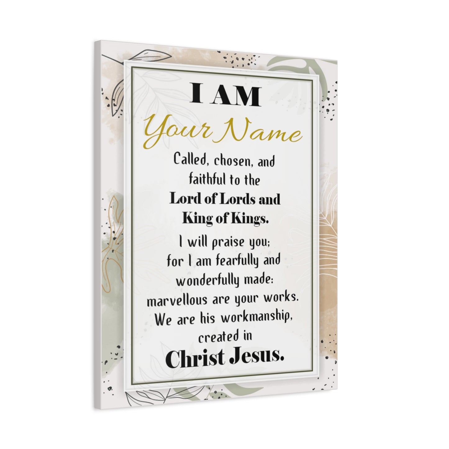 Personalized Called Chosen in Christ's Workmanship Bible Chapter Canvas Christian Wall Art Ready to Hang