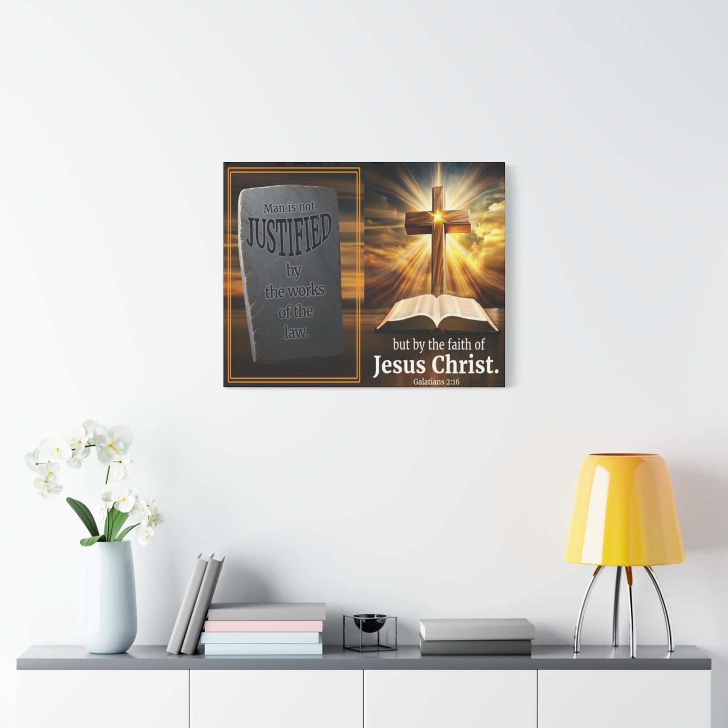 Scripture Walls Galatians 2:16 Faith & Law Bible Verse Canvas Christian Wall Art Ready to Hang Unframed