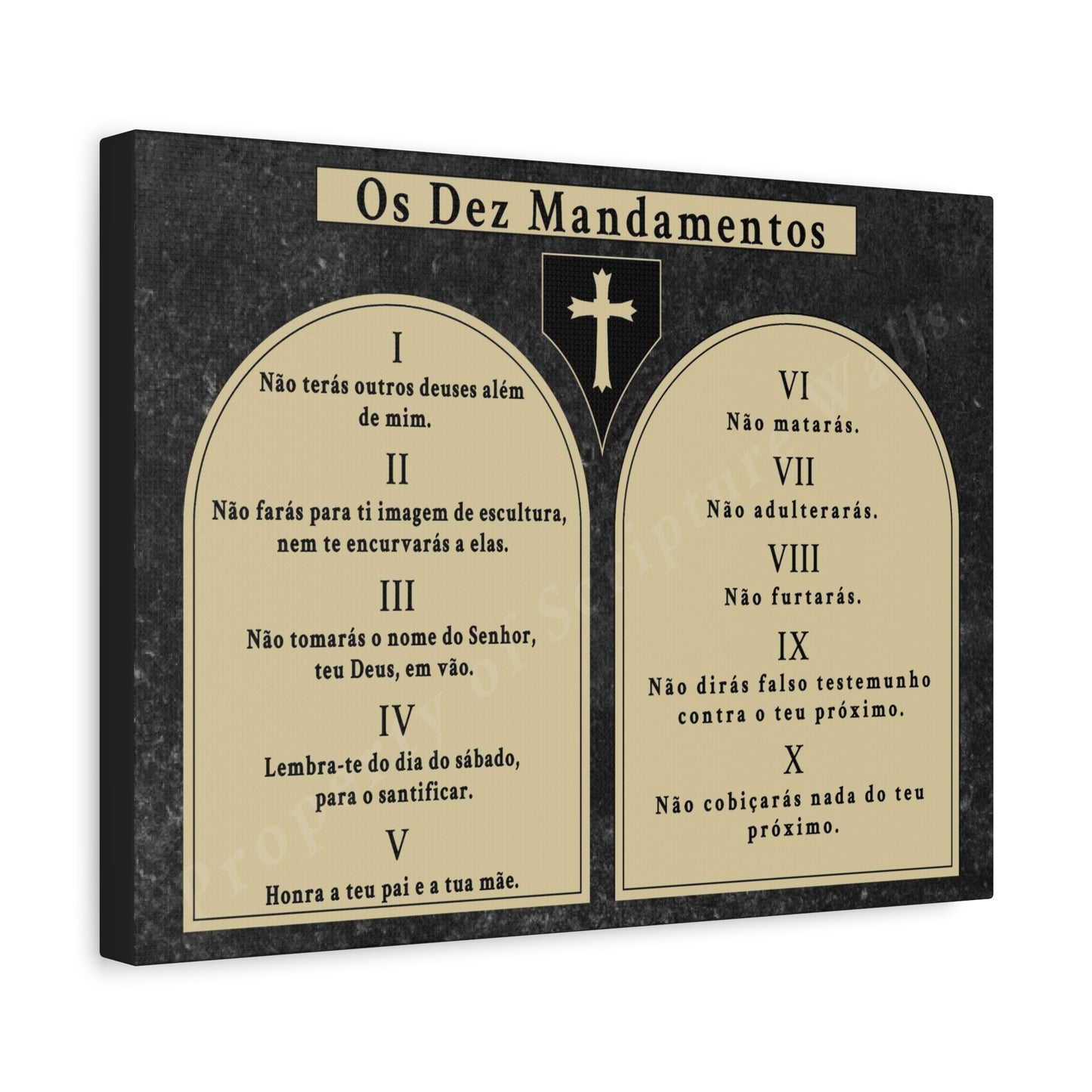 Scripture Walls 10 Commandments Portuguese Tablets Bible Verse Canvas Christian Wall Art Ready to Hang Unframed
