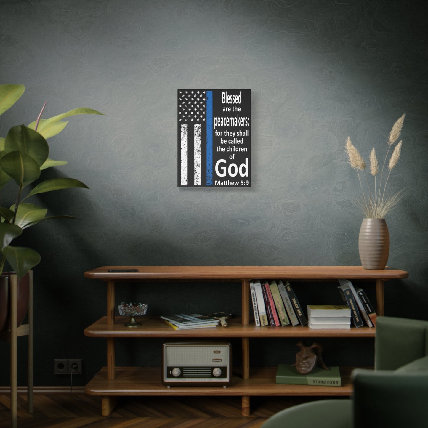 Scripture Walls Matthew 5:9 Police Officer Sign Bible Canvas Christian Wall Art Ready to Hang Unframed