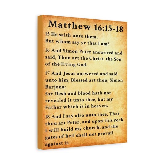 Scripture Walls Matthew 16:15-18 KJV Bible Verse Canvas Christian Wall Art Ready to Hang Unframed
