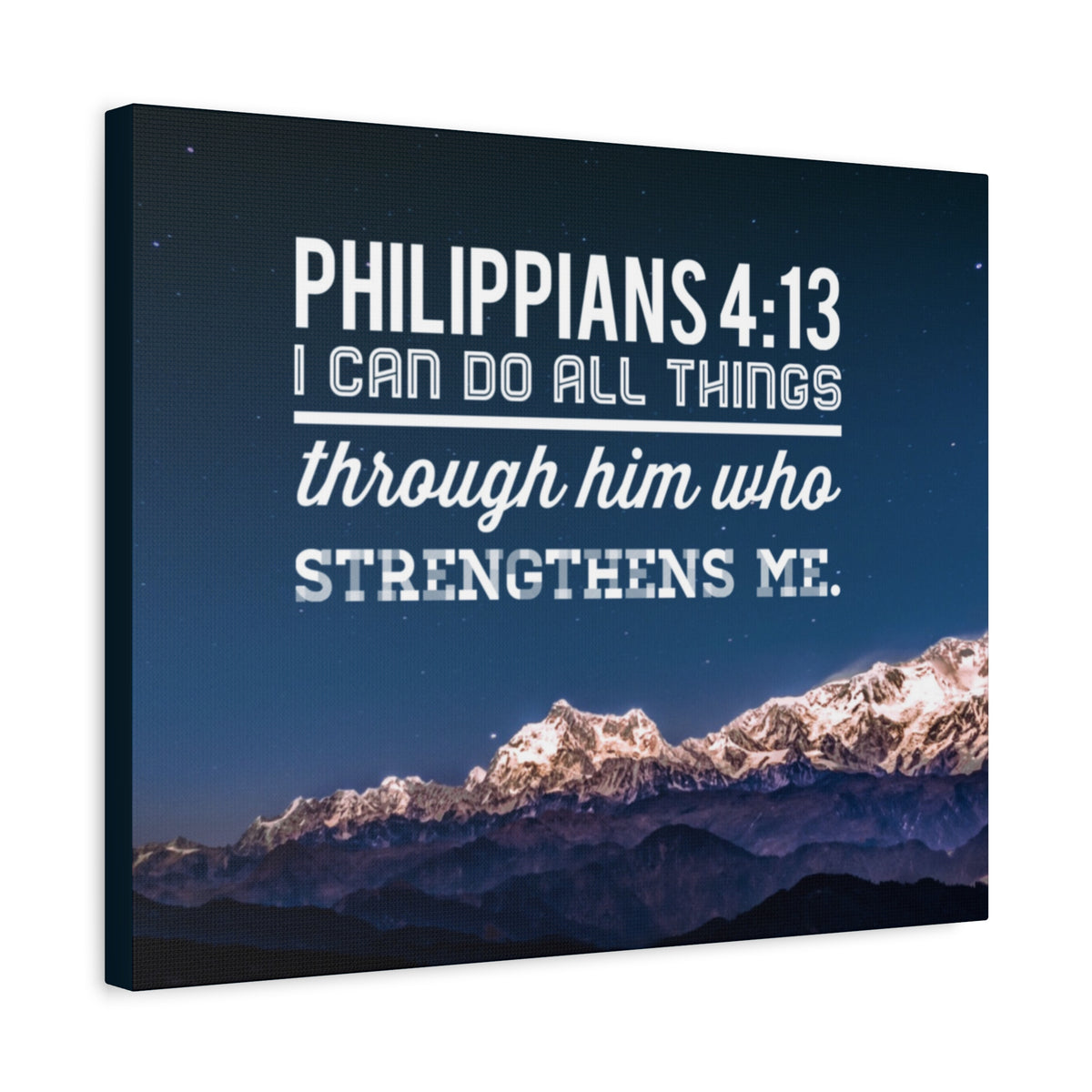 Scripture Canvas Strengthens Philippians 4:13 Blue Sky Christian Wall Art Bible Verse Print Ready to Hang