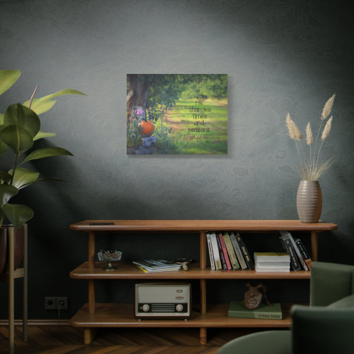 Scripture Canvas Times And Seasons Daniel 2:21 Christian Wall Art Bible Verse Print Ready to Hang