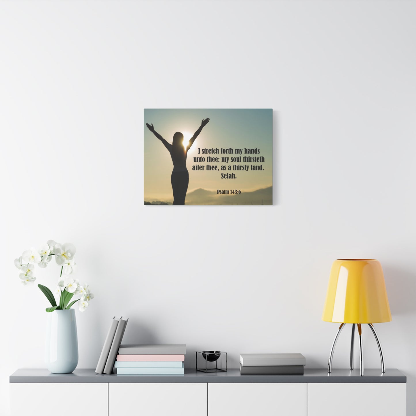Scripture Canvas Thirsty Land Psalm 143:6 Christian Wall Art Bible Verse Print Ready to Hang
