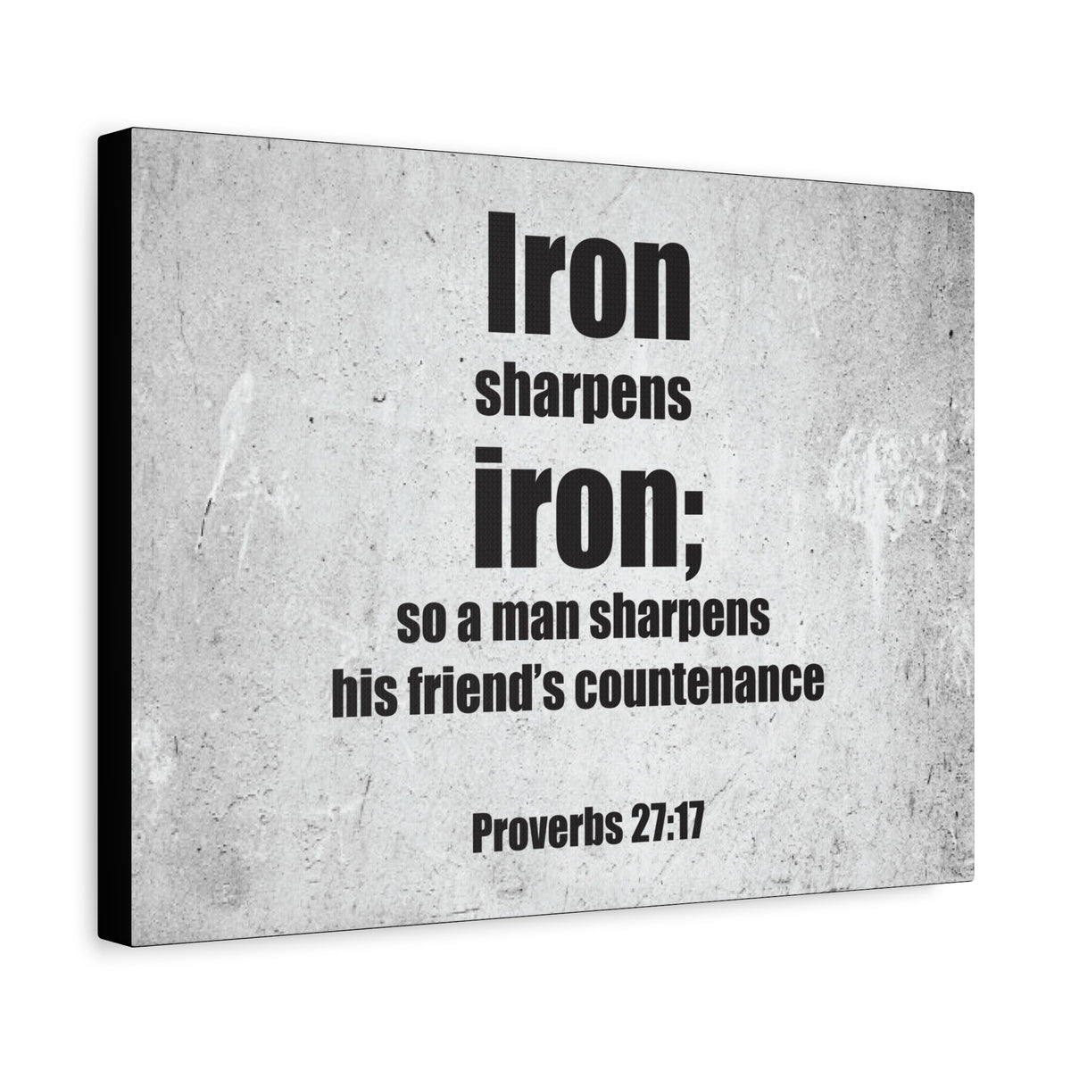 Scripture Canvas Iron Sharpens Iron Proverbs 27:17 Christian Wall Art Bible Verse Print Ready to Hang
