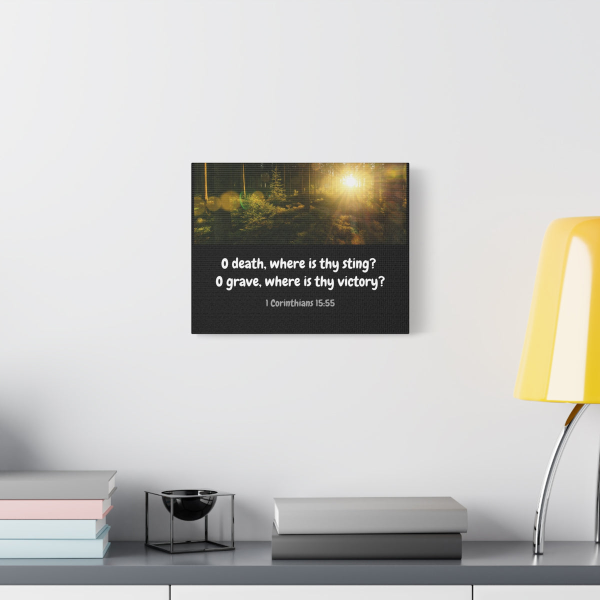 Scripture Canvas Victory Over Death 1 Corinthians 15:55 Christian Wall Art Bible Verse Print Ready to Hang