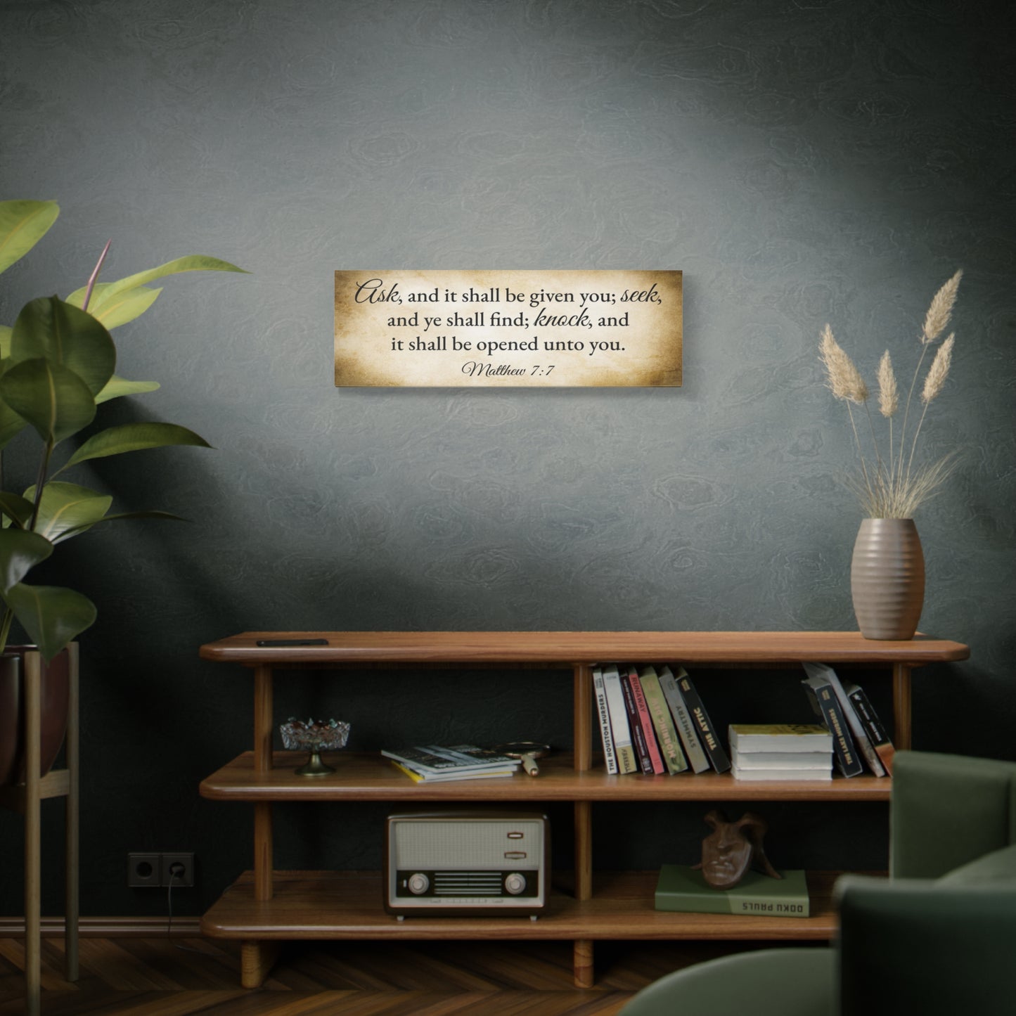 Scripture Walls Matthew 7:7 Gold Bible Verse Canvas Christian Wall Art Ready to Hang Unframed