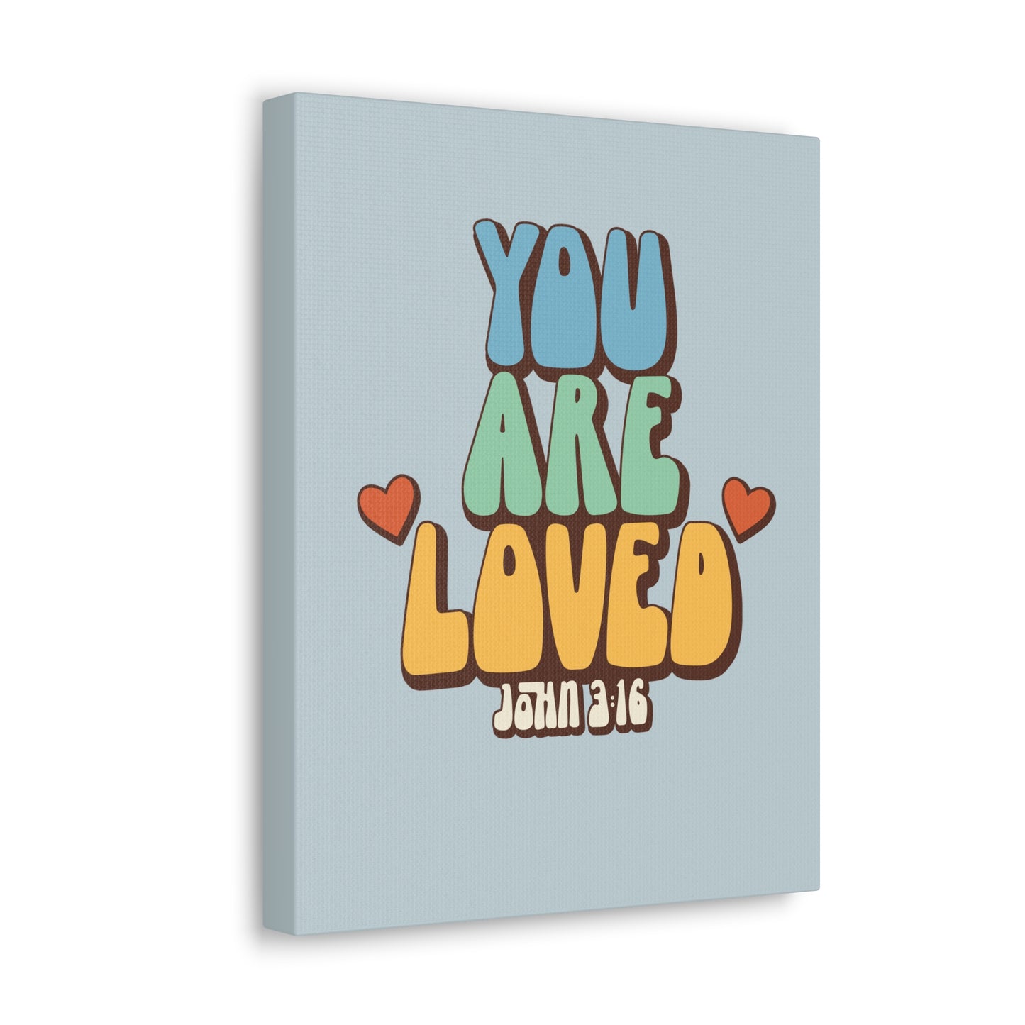 You Are Loved John 3:16 Light Blue Bible Verse Canvas Christian Wall Art Ready to Hang
