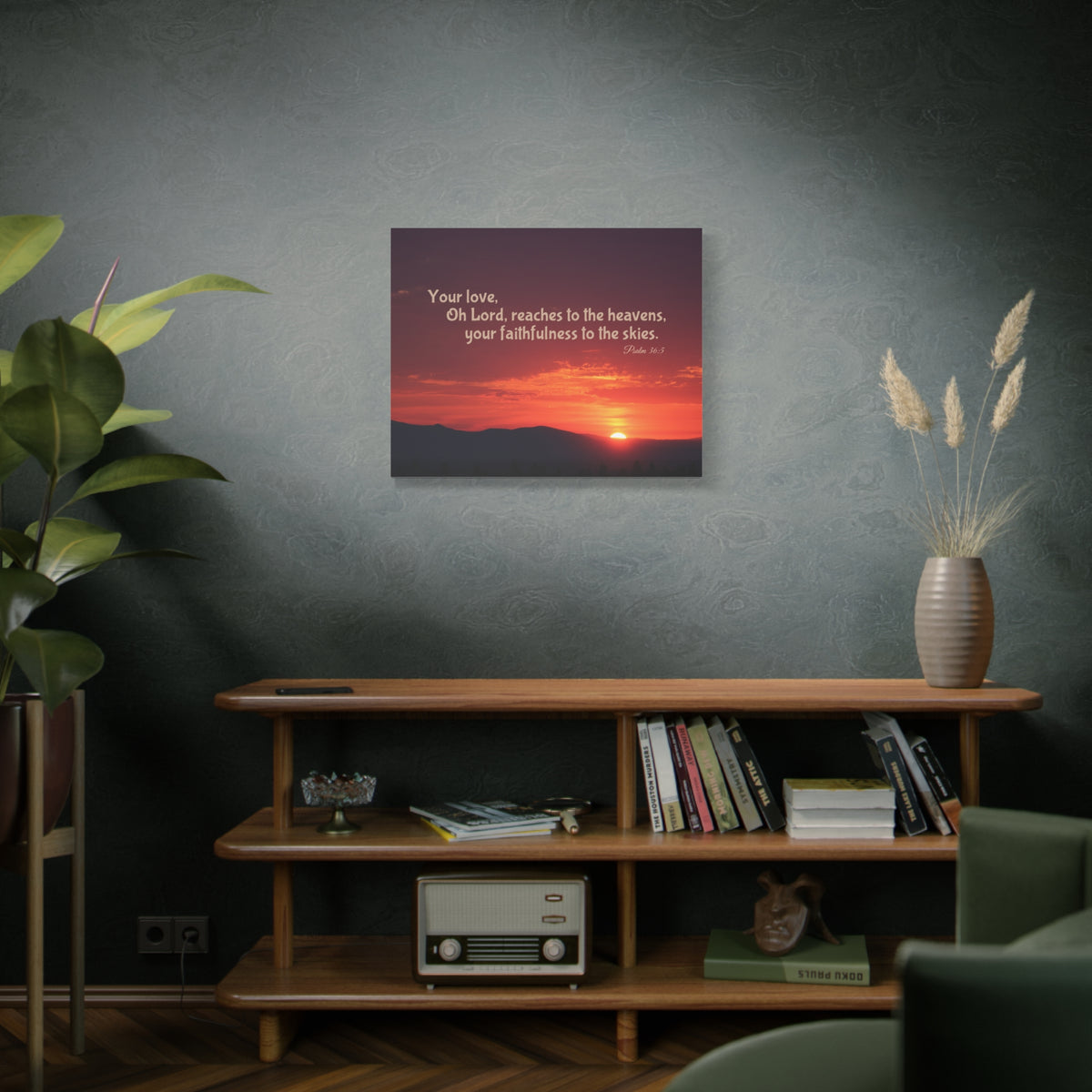 Scripture Canvas Reaches To The Heavens Psalm 36:5 Christian Wall Art Bible Verse Print Ready to Hang