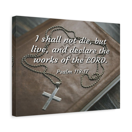 Scripture Canvas Declare The Works Psalm 118:17 Christian Wall Art Bible Verse Print Ready to Hang