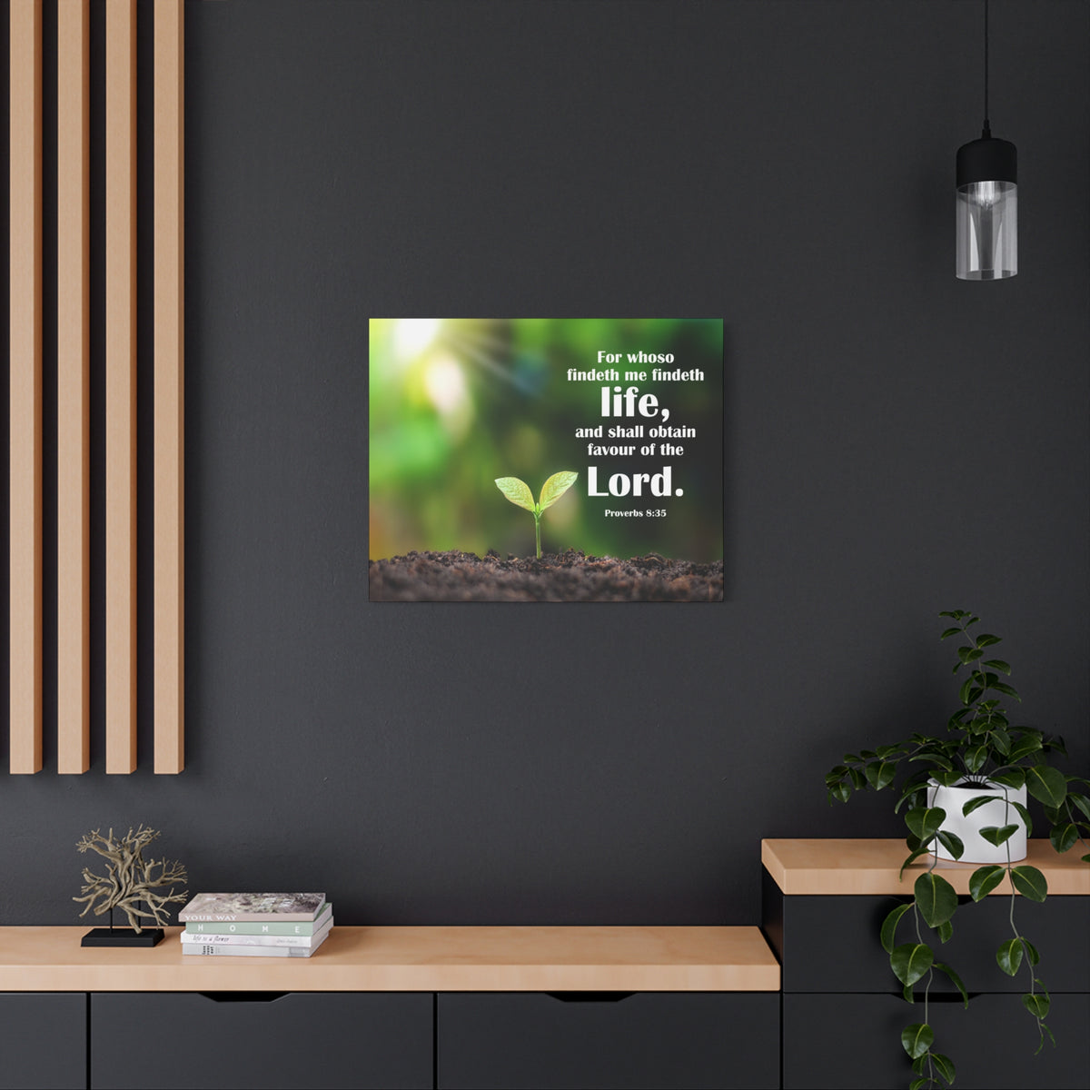 Scripture Canvas Favour of The Lord Proverbs 8:35 Christian Wall Art Bible Verse Print Ready to Hang
