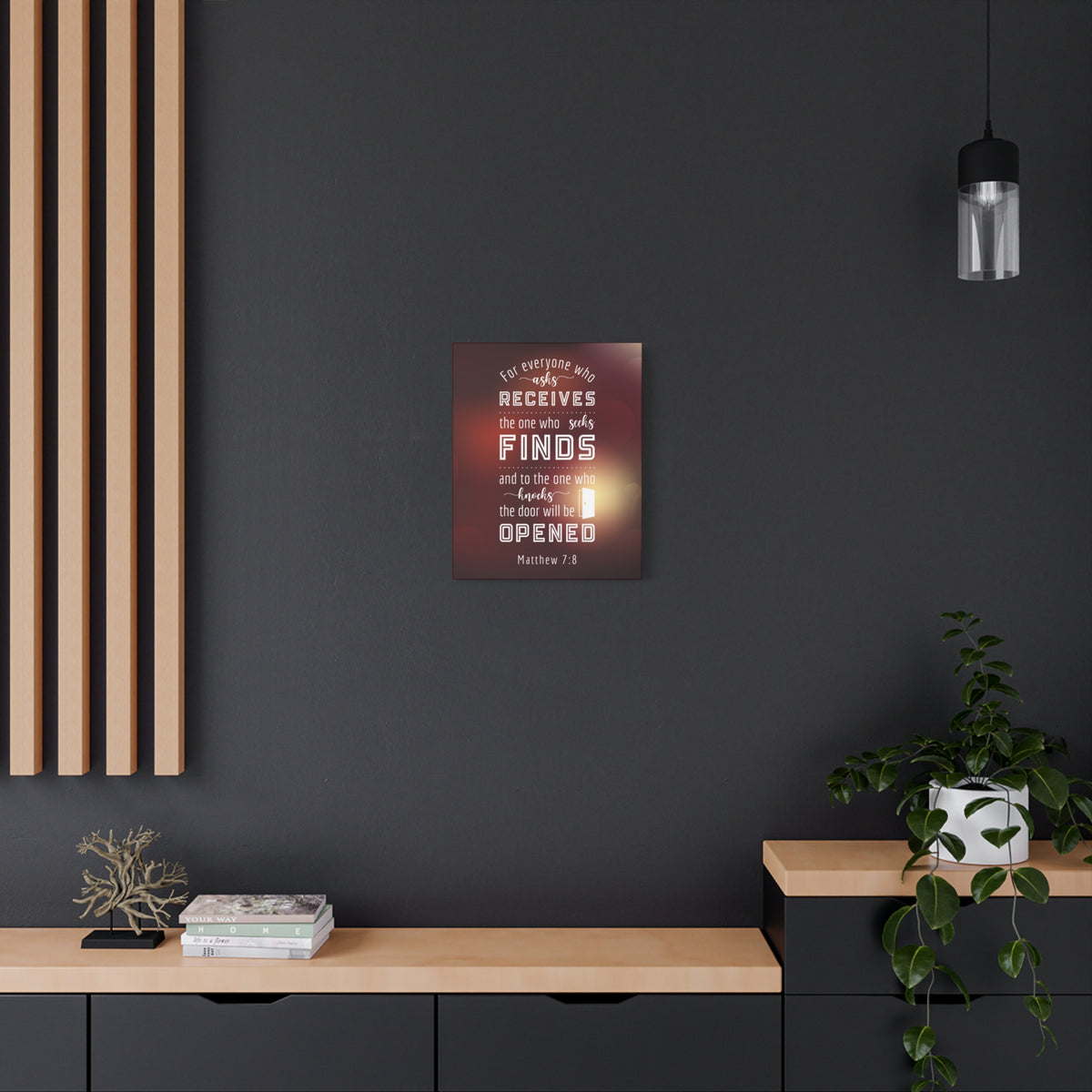 Scripture Canvas The One Who Seeks Matthew 7:8 Christian Wall Art Bible Verse Print Ready to Hang
