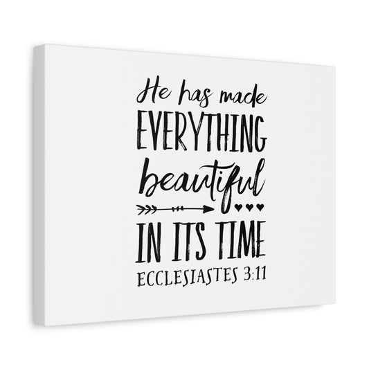 Scripture Canvas Everything Beautiful Ecclesiastes 3:11 Christian Wall Art Bible Verse Print Ready to Hang