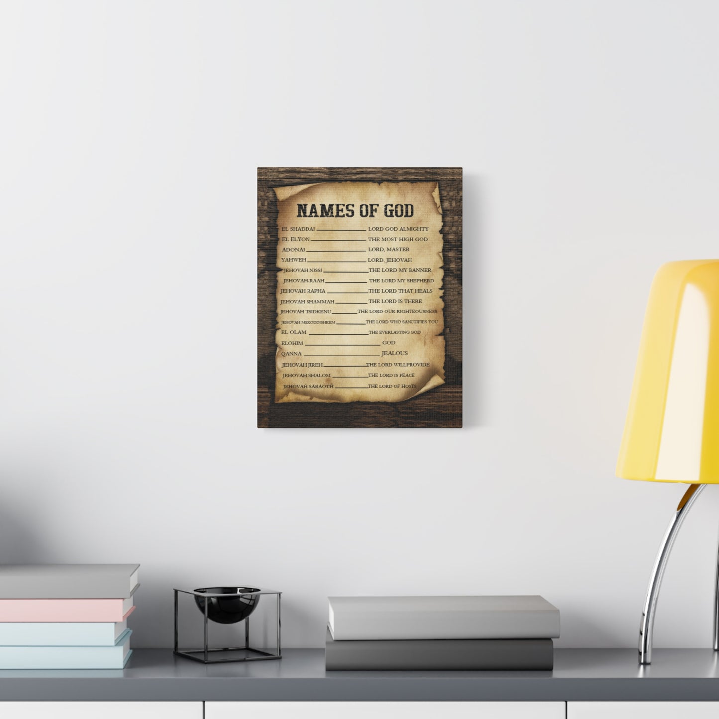 Scripture Canvas Names of God Christian Wall Art Bible Verse Print Ready to Hang