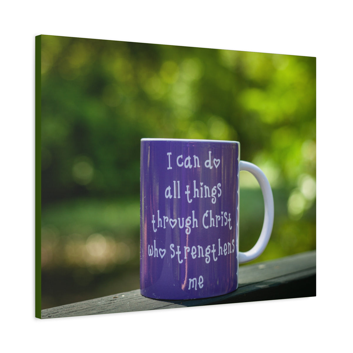 Scripture Canvas Strengthens Me Philippians 4:13 Purple Mug Christian Wall Art Bible Verse Print Ready to Hang