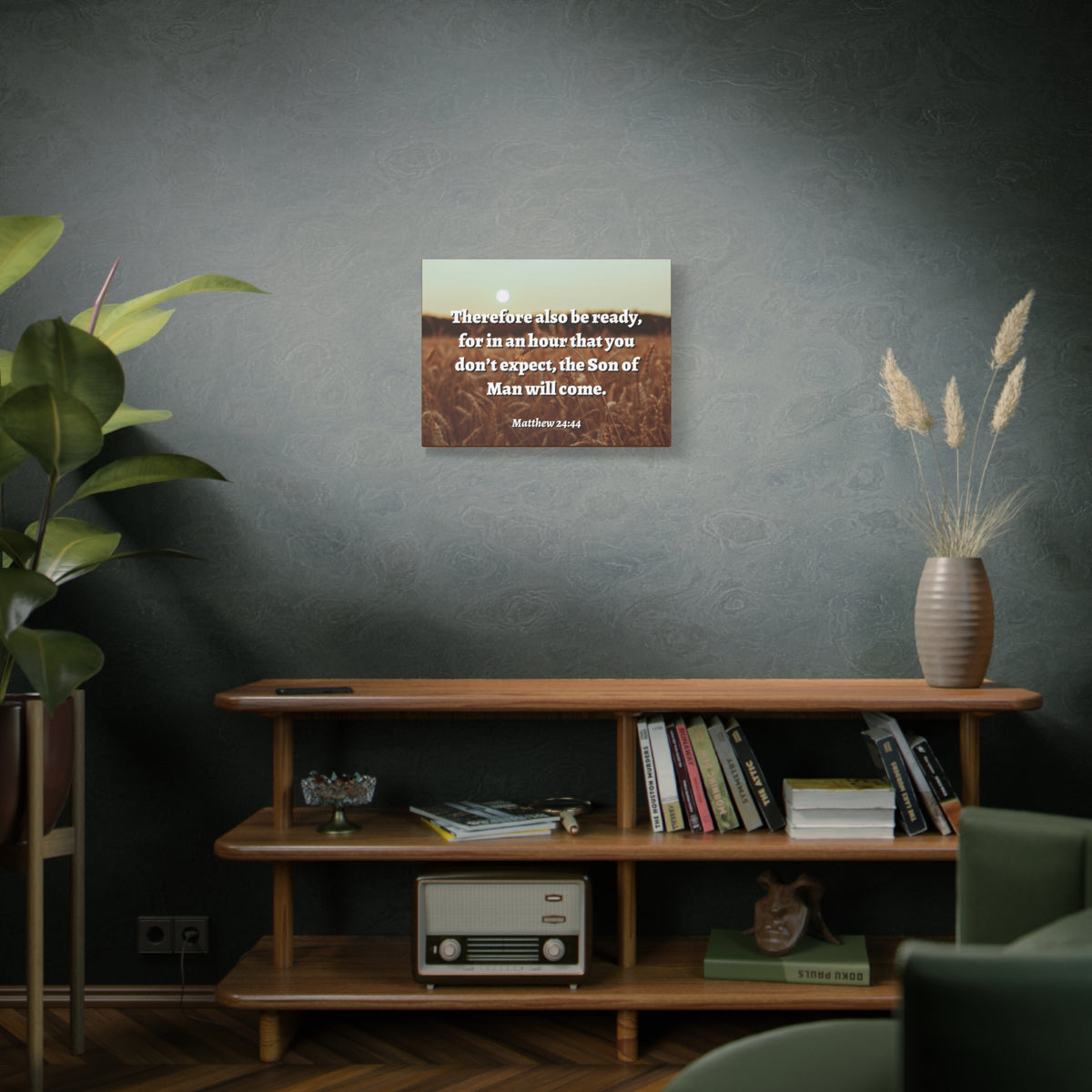 Scripture Canvas The Son Matthew 24:44 Christian Wall Art Bible Verse Print Ready to Hang