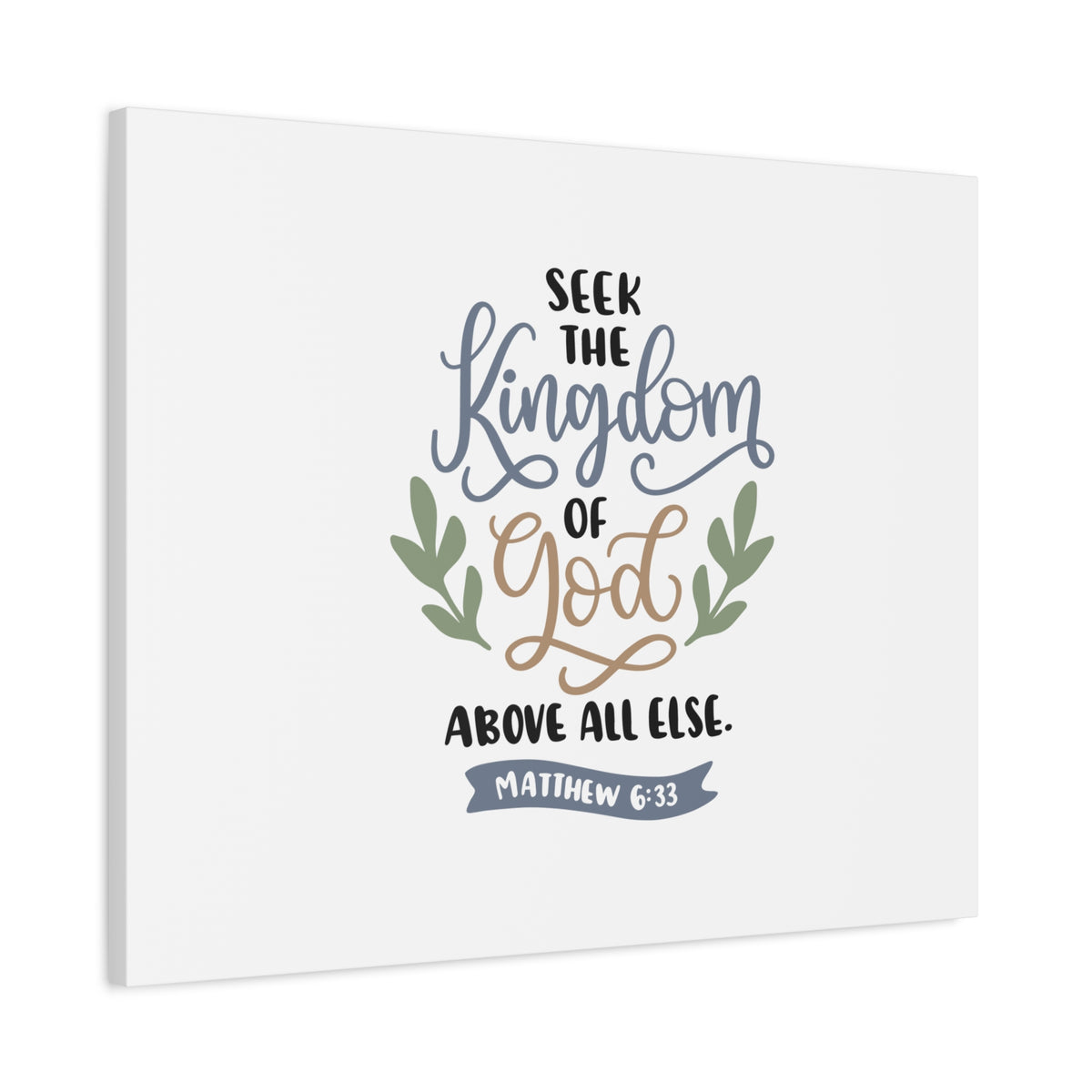 Scripture Canvas Kingdom Of God Matthew 6:33 Christian Wall Art Bible Verse Print Ready to Hang