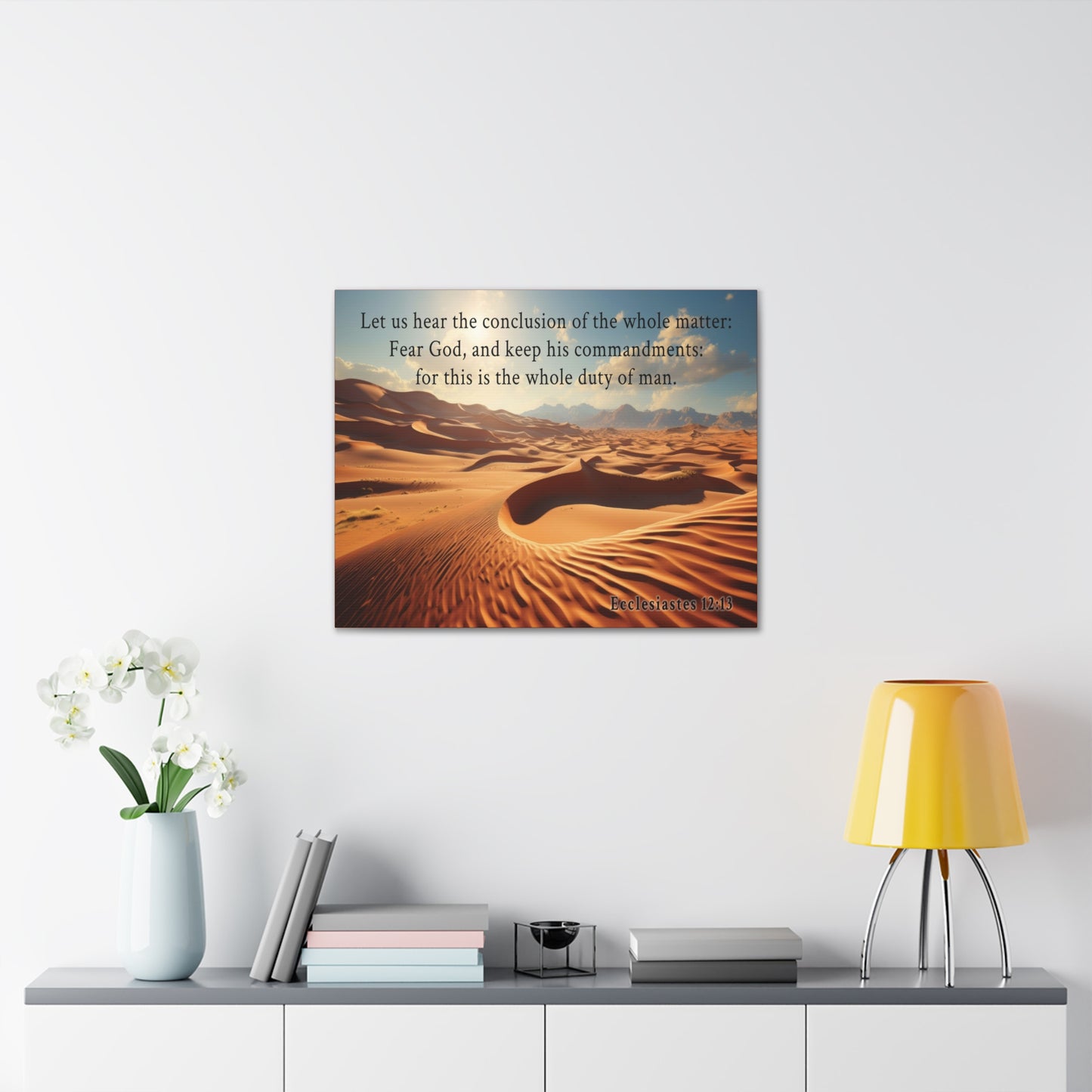 Ecclesiastes 12:13 Desert Bible Verse Canvas Christian Wall Art Ready to Hang Unframed