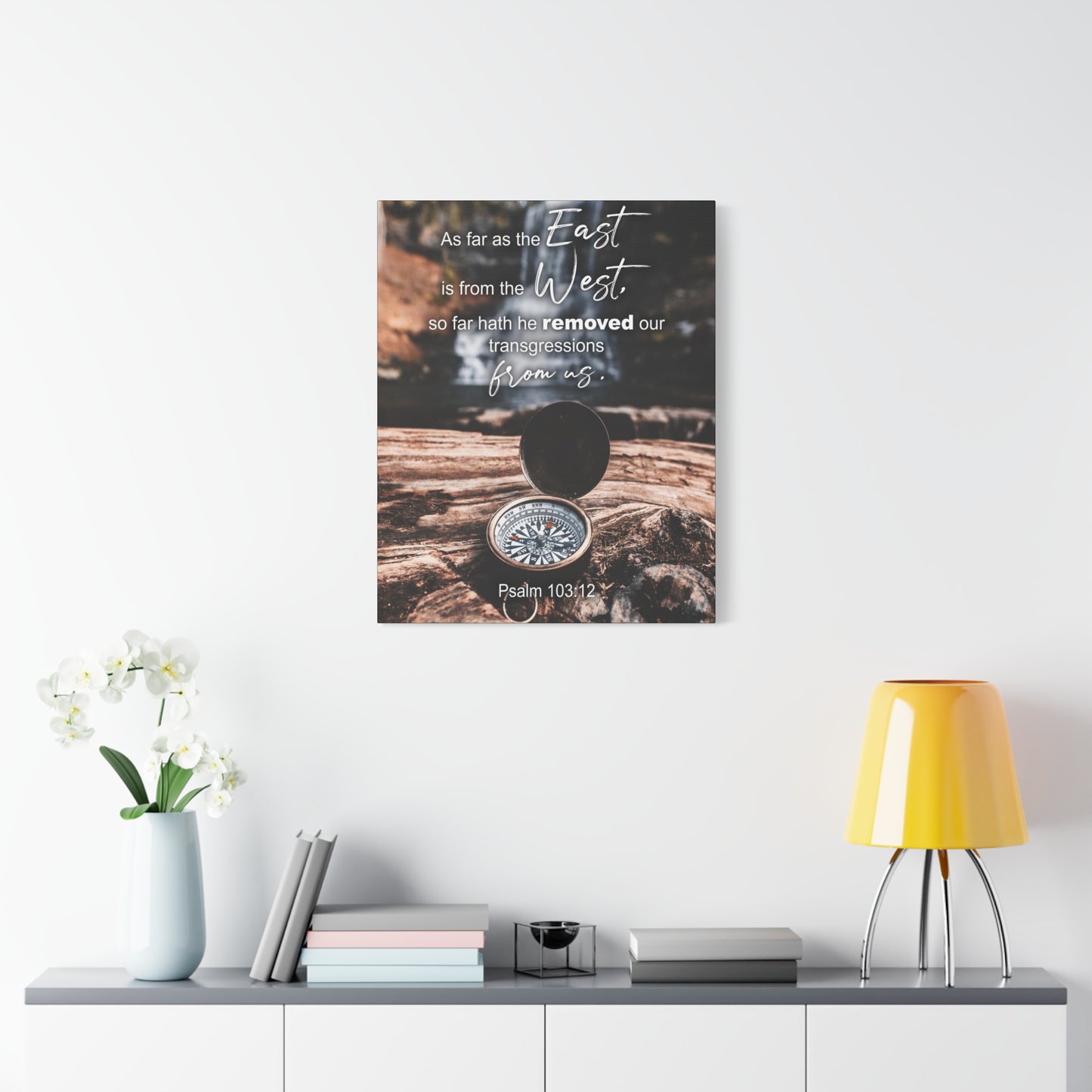 Scripture Canvas From Us Psalm 103:12 Christian Wall Art Bible Verse Print Ready to Hang