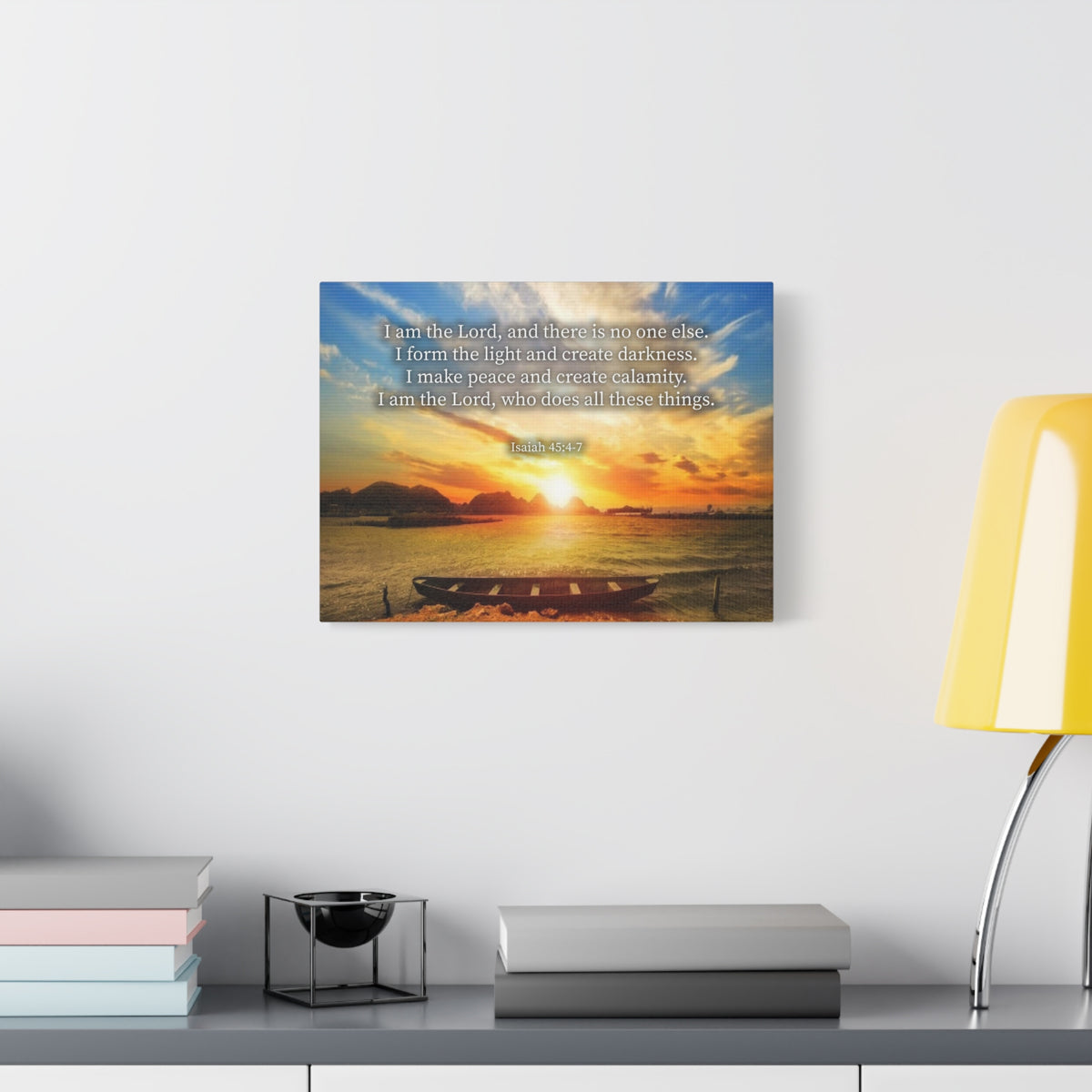 Scripture Canvas Create Calamity Isaiah 45:6-7 Christian Wall Art Bible Verse Print Ready to Hang