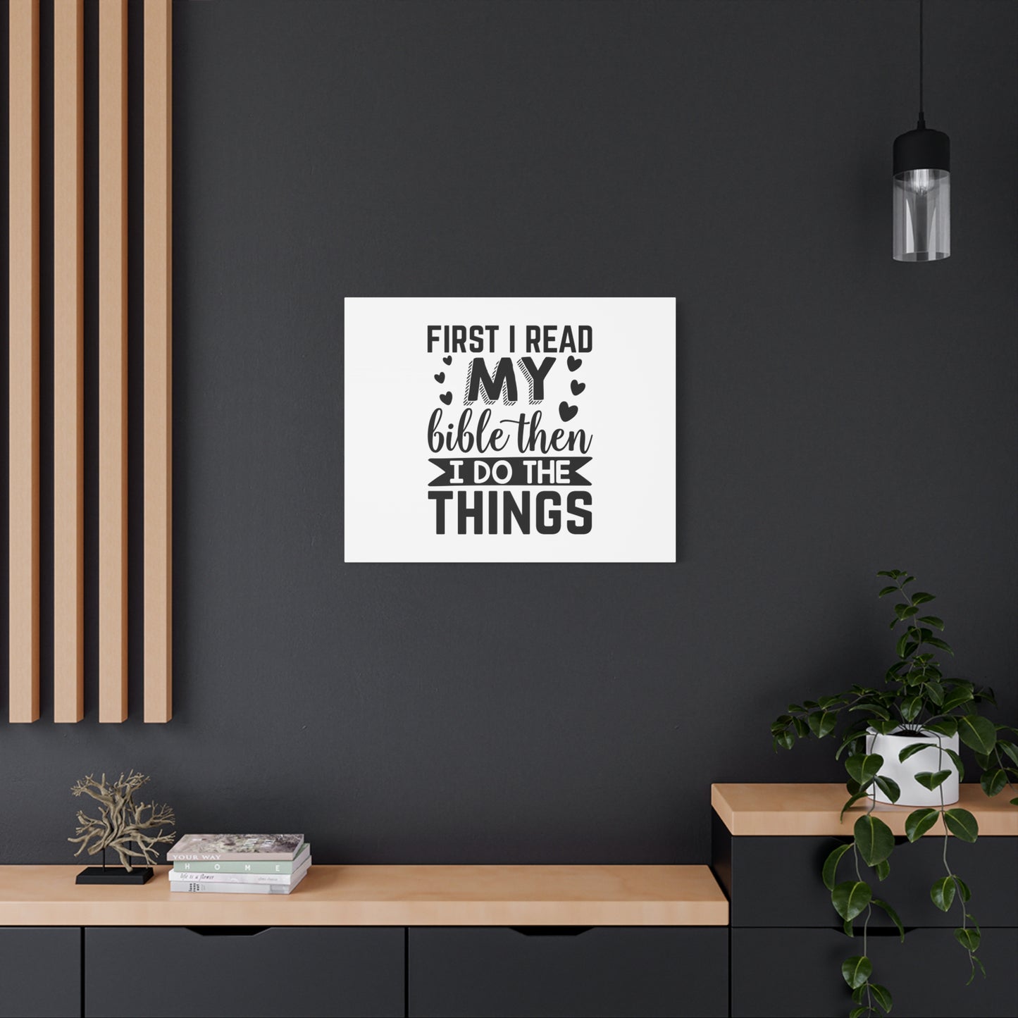Scripture Canvas First I Read My Bible Psalm 119:105 Christian Wall Art Bible Verse Print Ready to Hang