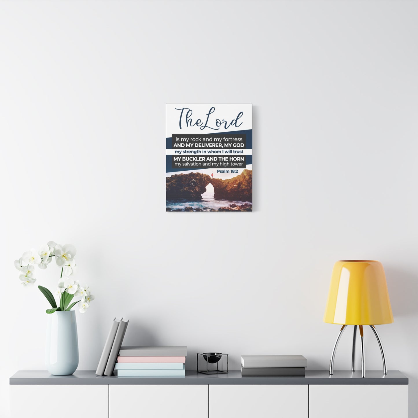 Scripture Canvas The Lord is My Rock Psalm 18:2 KJV Christian Wall Art Bible Verse Print Ready to Hang