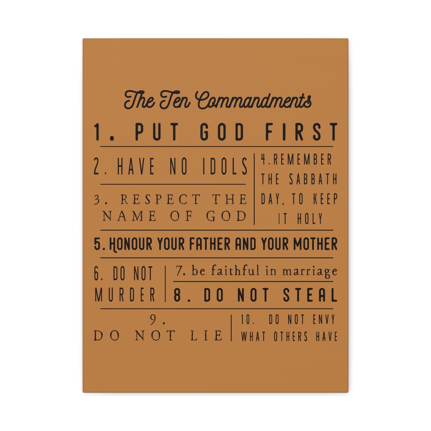 Ten Commandments Exodus 20:2Ã¢ÂÂ17 Christian Wall Art Print Ready to Hang
