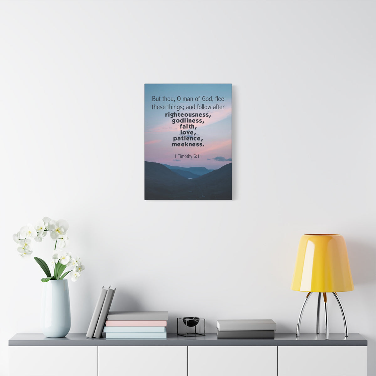 Scripture Canvas O Man of God 1 Timothy 6:11 Christian Wall Art Bible Verse Print Ready to Hang