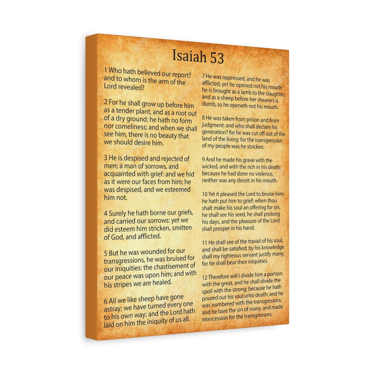 Scripture Walls Coming of Christ Isaiah 53 Chapter Gold Christian Wall Art Print Ready to Hang Unframed