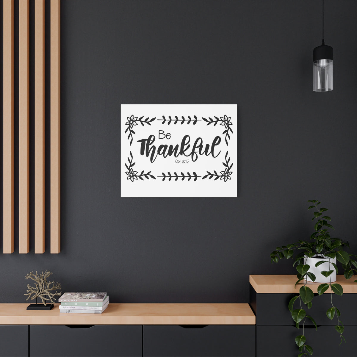Scripture Canvas Be Thankful Col 3:15 Christian Wall Art Bible Verse Print Ready to Hang