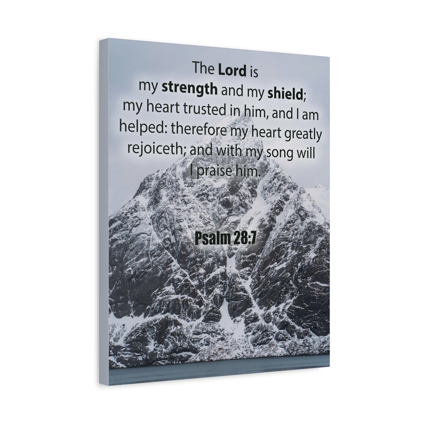 Bible Verse CanvasThe Lord is My Strength and Shield Psalm 28:7 Christian Home Decor Scripture Art