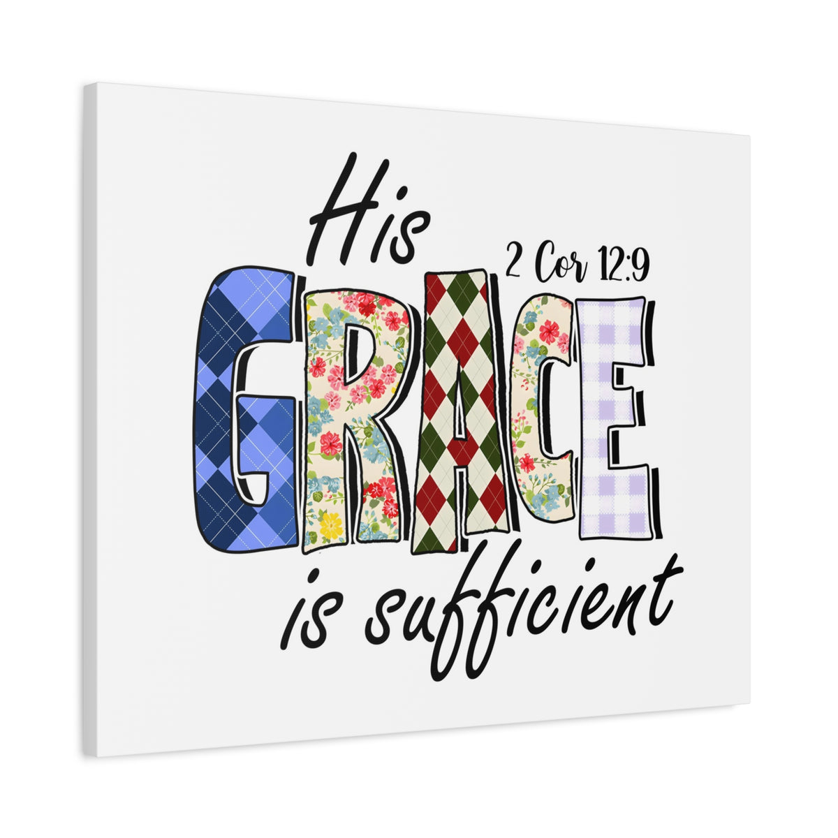 Scripture Walls His Grace is Sufficient 2 Corinthians 12:9 Bible Verse Canvas Christian Wall Art Ready to Hang Unframed