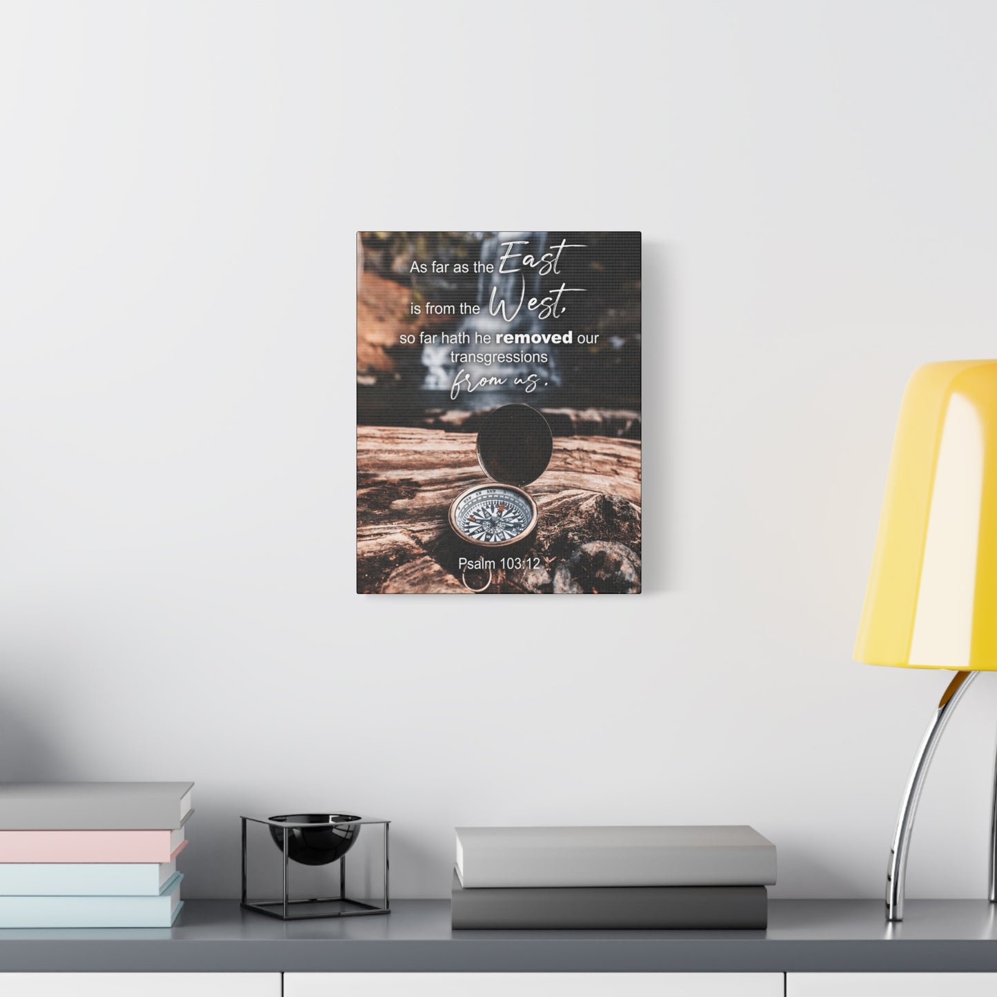 Scripture Canvas From Us Psalm 103:12 Christian Wall Art Bible Verse Print Ready to Hang