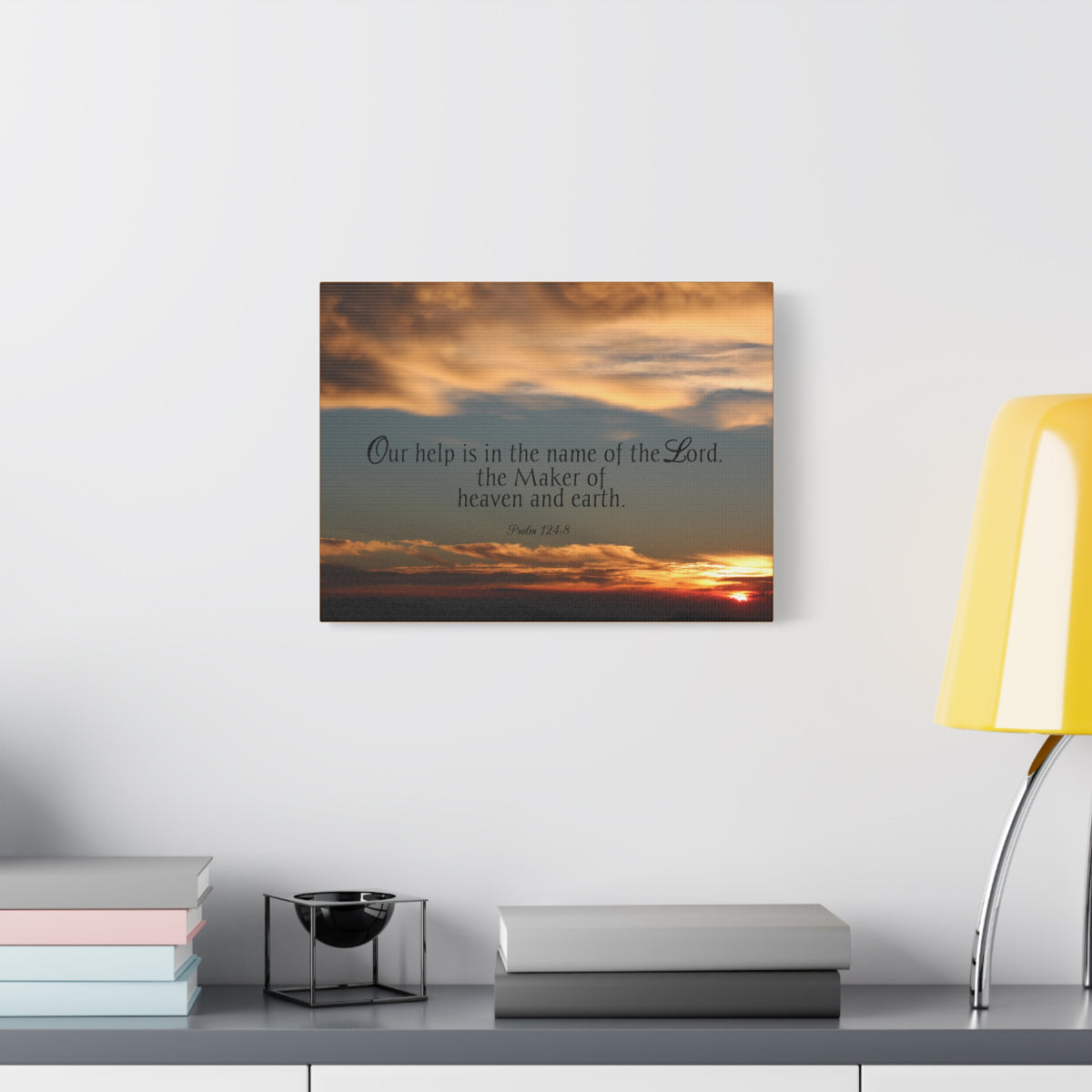 Scripture Canvas Maker Heaven And Earth Psalm 124:8 Christian Wall Art Bible Verse Print Ready to Hang