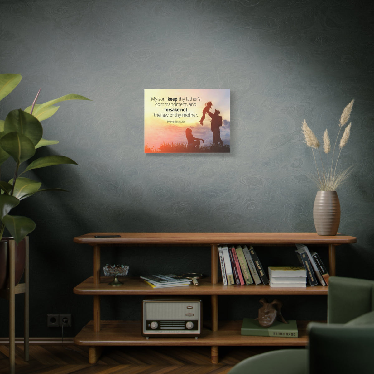 Scripture Canvas The Law of Thy Mother Proverbs 6:20 Christian Wall Art Bible Verse Print Ready to Hang