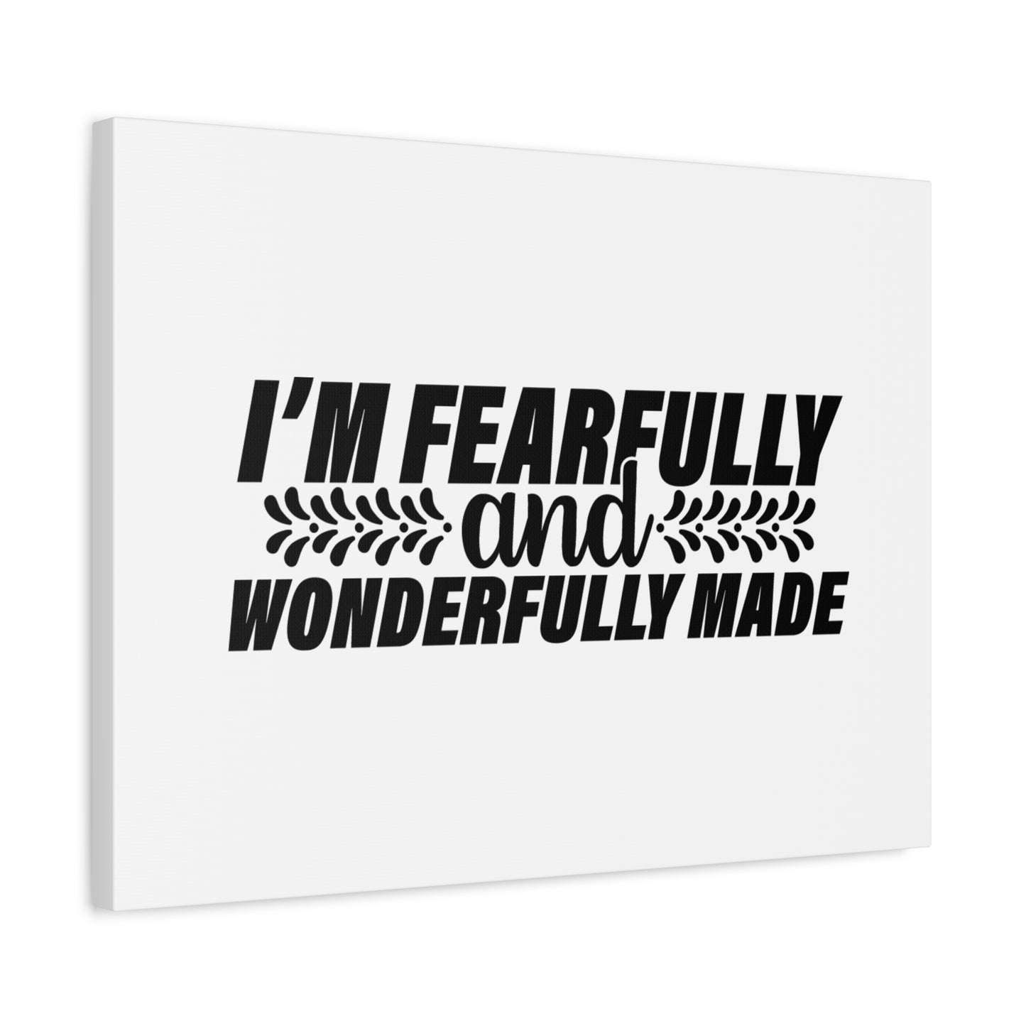 Scripture Canvas Wonderfully Made Psalm 139:14 White Christian Wall Art Bible Verse Print Ready to Hang