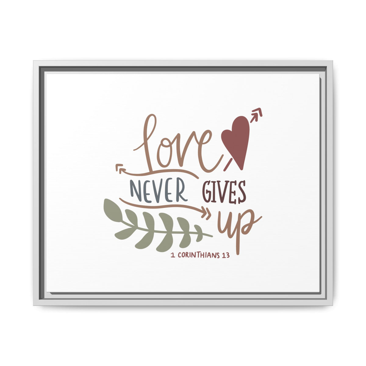 Scripture Canvas Love Never Gives Up 1 Corinthians 13 Christian Wall Art Bible Verse Print Ready to Hang