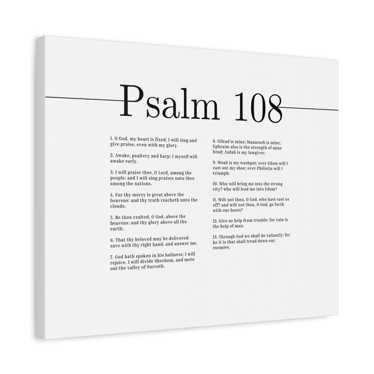 Scripture Canvas I Will Sing And Give Praise Psalm 108 Christian Wall Art Bible Verse Print Ready to Hang