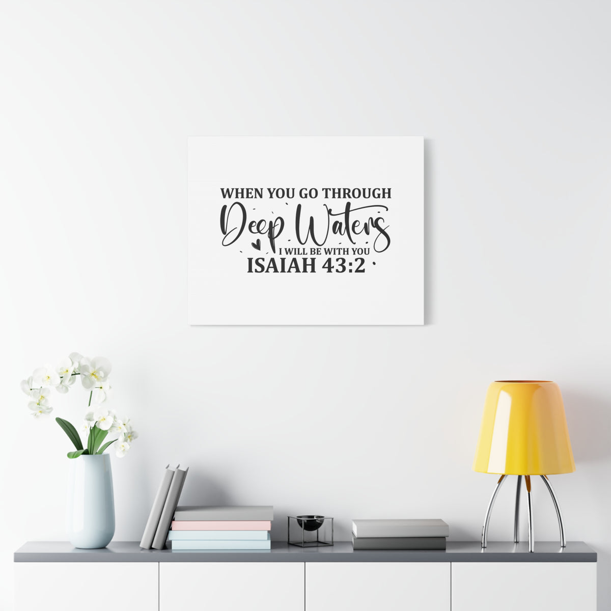 Scripture Canvas I Will Be With You Isaiah 43:2 Christian Wall Art Bible Verse Print Ready to Hang