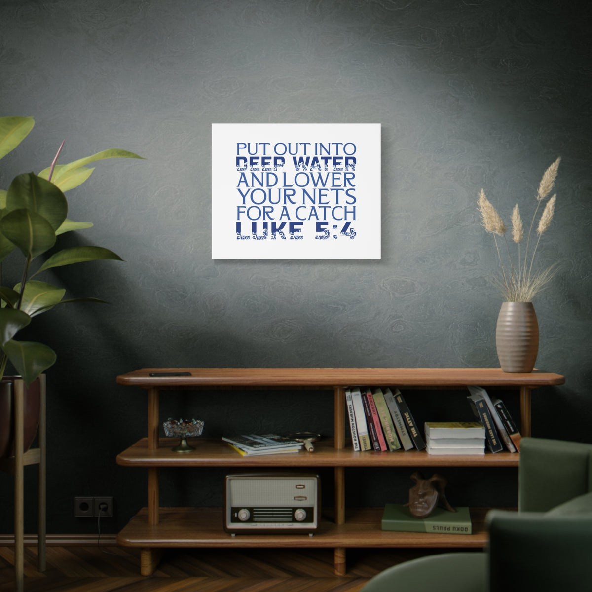 Scripture Walls Into Deep Water Luke 5:4 Waves Bible Verse Canvas Christian Wall Art Ready to Hang