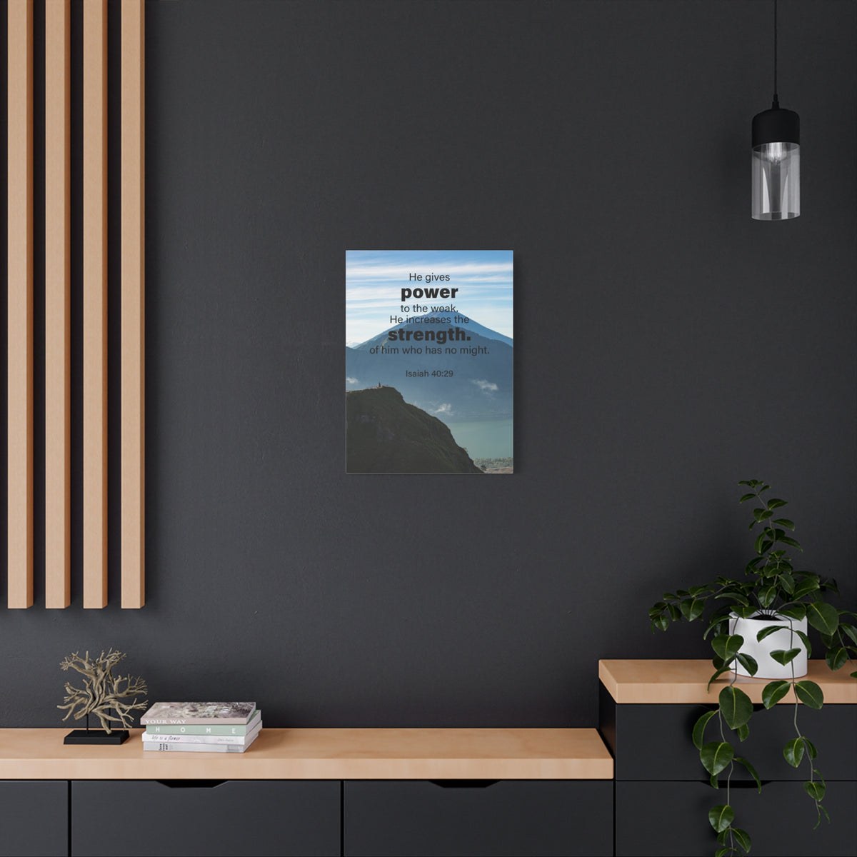 Scripture Canvas Power to the Weak Isaiah 40:29 Christian Wall Art Bible Verse Print Ready to Hang