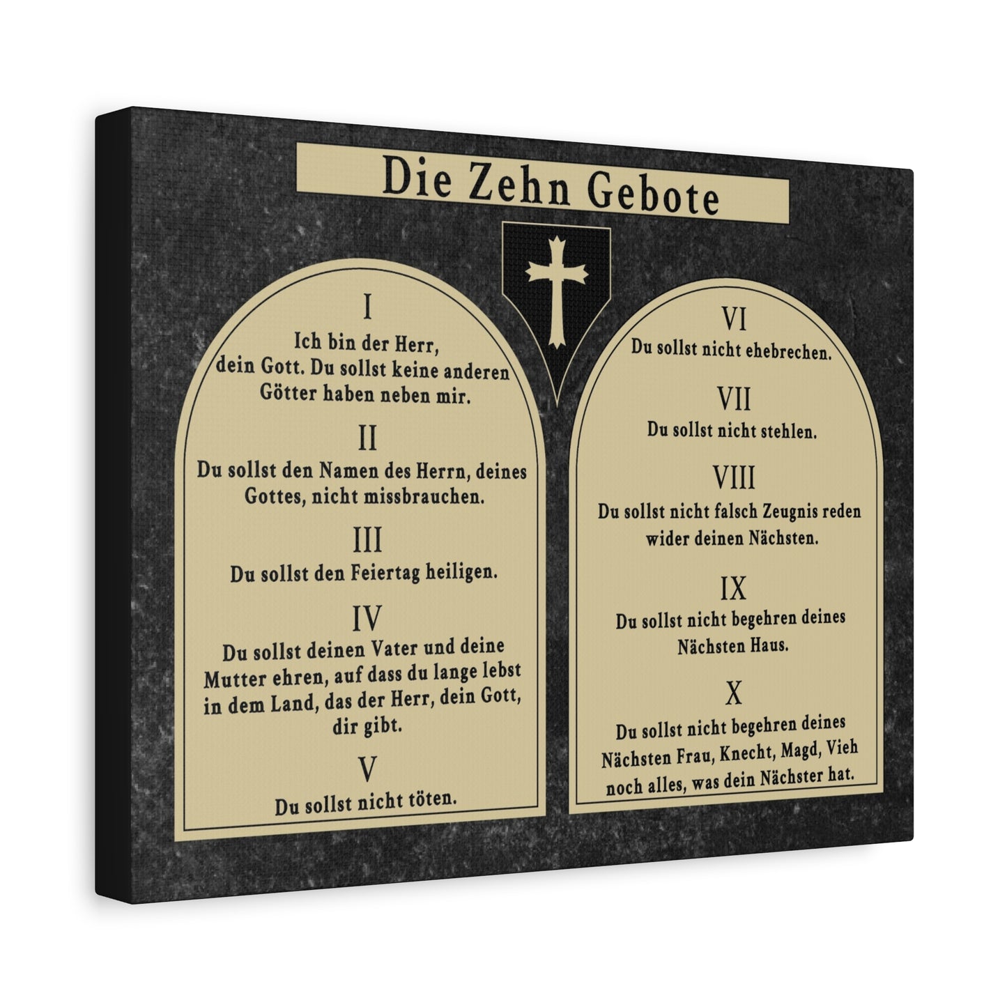 Scripture Walls Die Zehn Gebote Ten Commandments Tablets German Bible Verse Canvas Christian Wall Art Ready to Hang Unframed