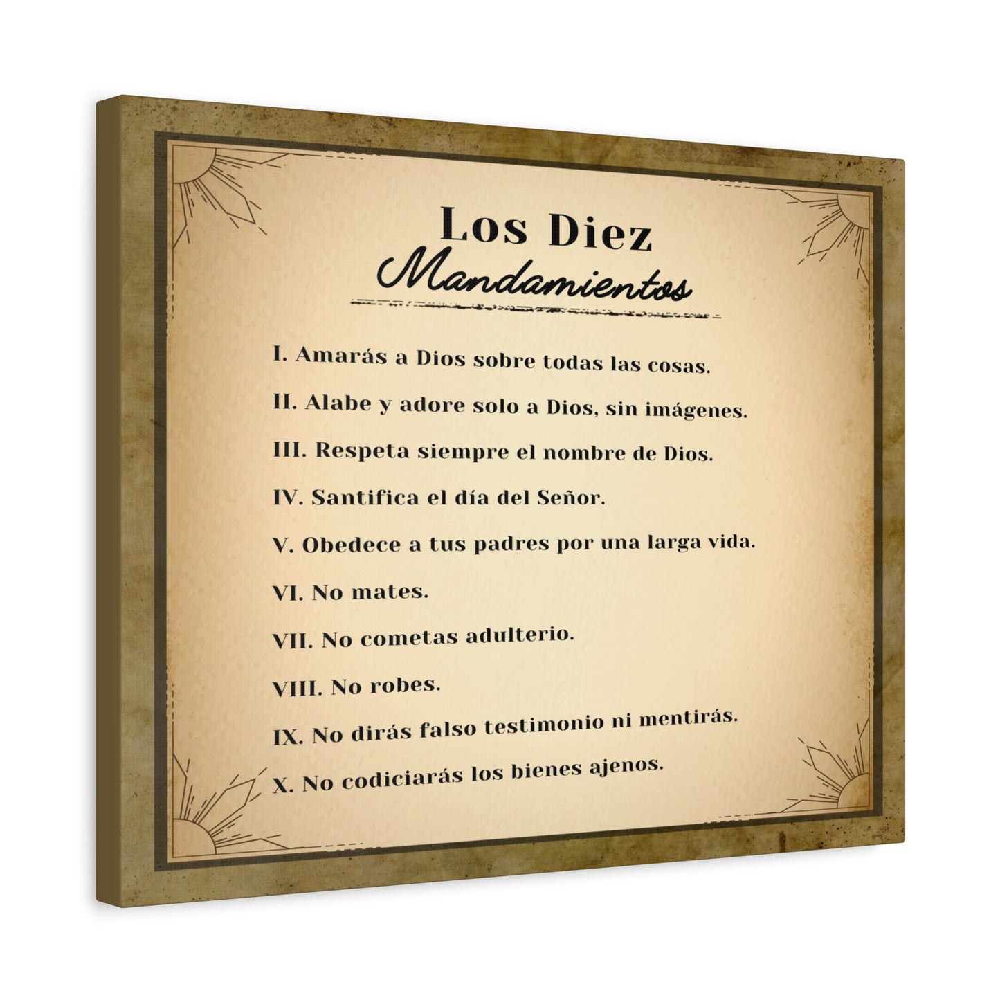 Los Diez Mandamientos 10 Commandments Spanish Christian Wall Art Print Ready to Hang