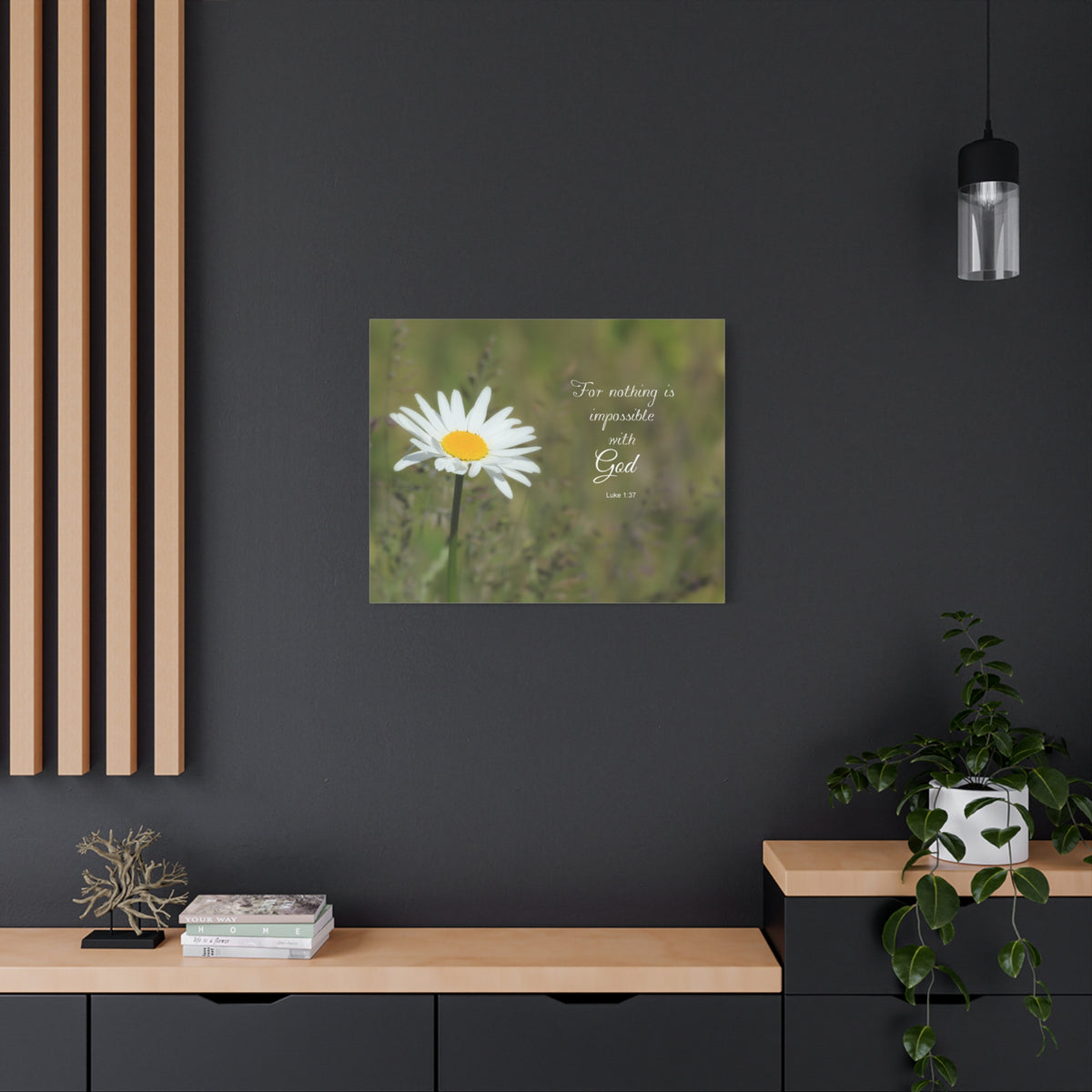 Scripture Canvas With God Luke 1:37 Christian Wall Art Bible Verse Print Ready to Hang