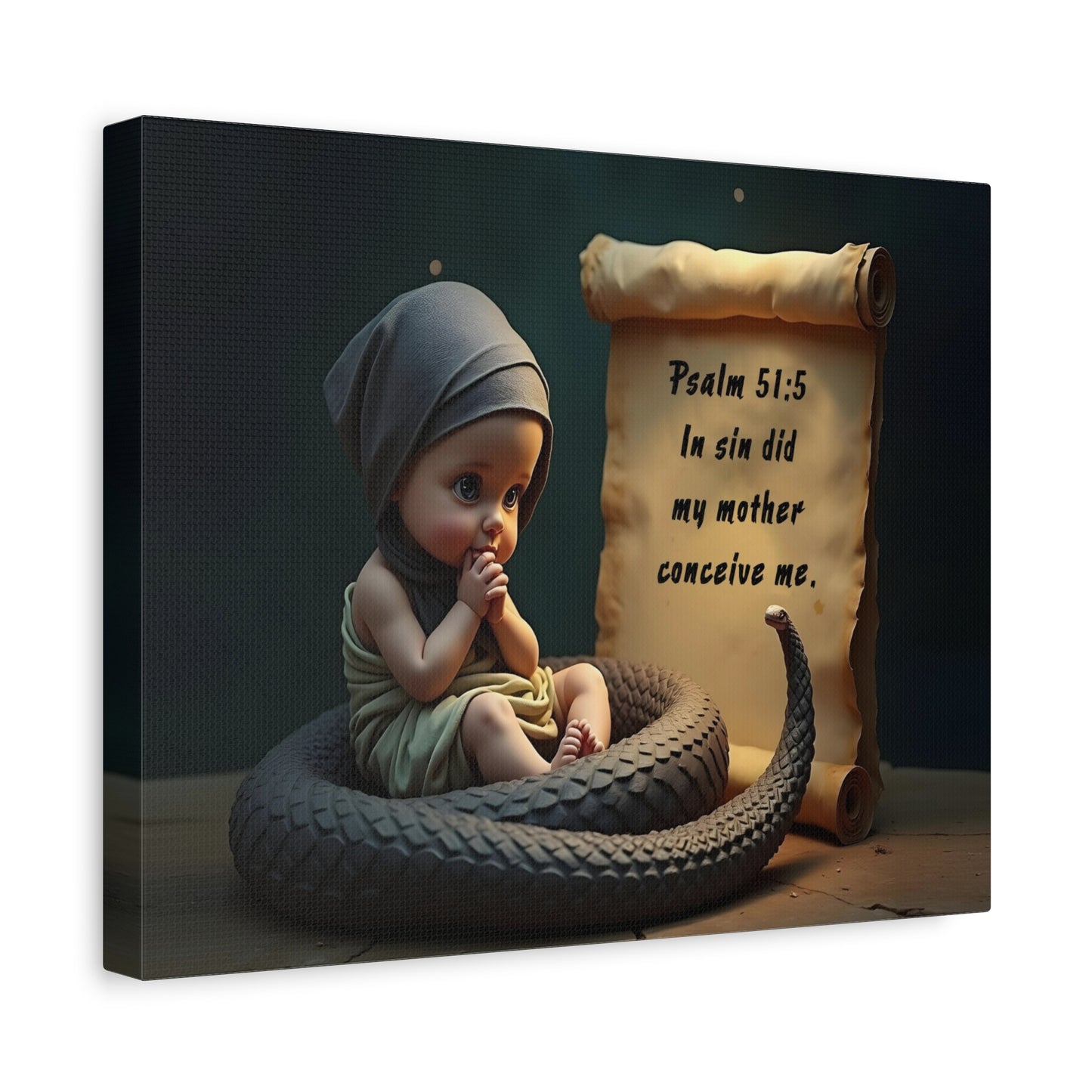 Scripture Walls Psalm 51:5 Viper in a Diaper Bible Verse Canvas Christian Wall Art Ready to Hang Unframed