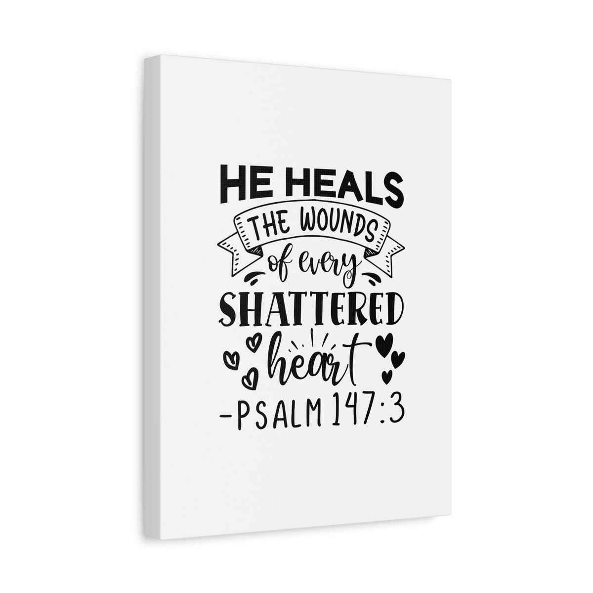 Scripture Canvas He Heals The Wounds Psalm 147:3 Christian Wall Art Bible Verse Print Ready to Hang