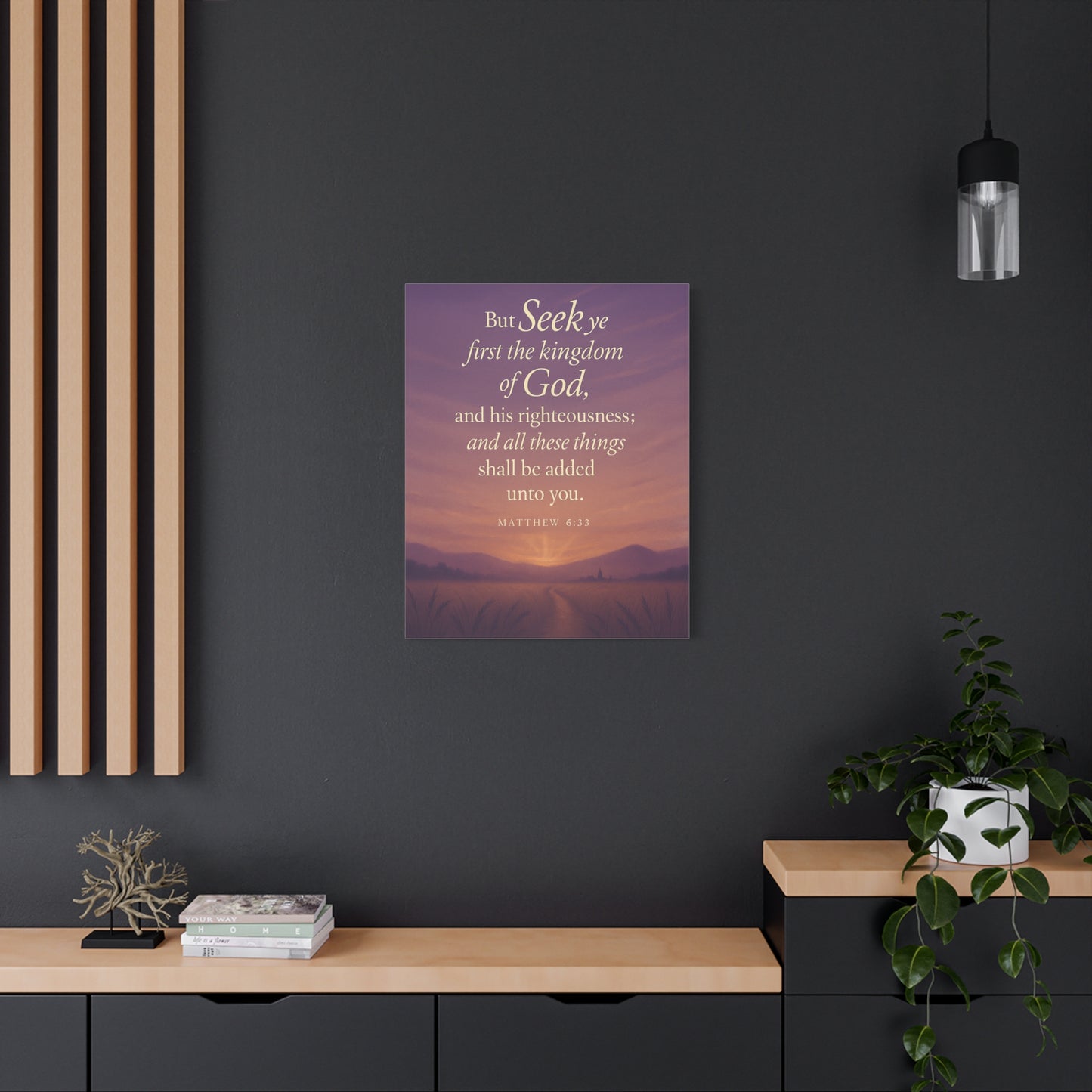 Bible Verse Canvas Matthew 6:33 Christian Home Décor Wall Art Scripture Ready to Hang Faith Print